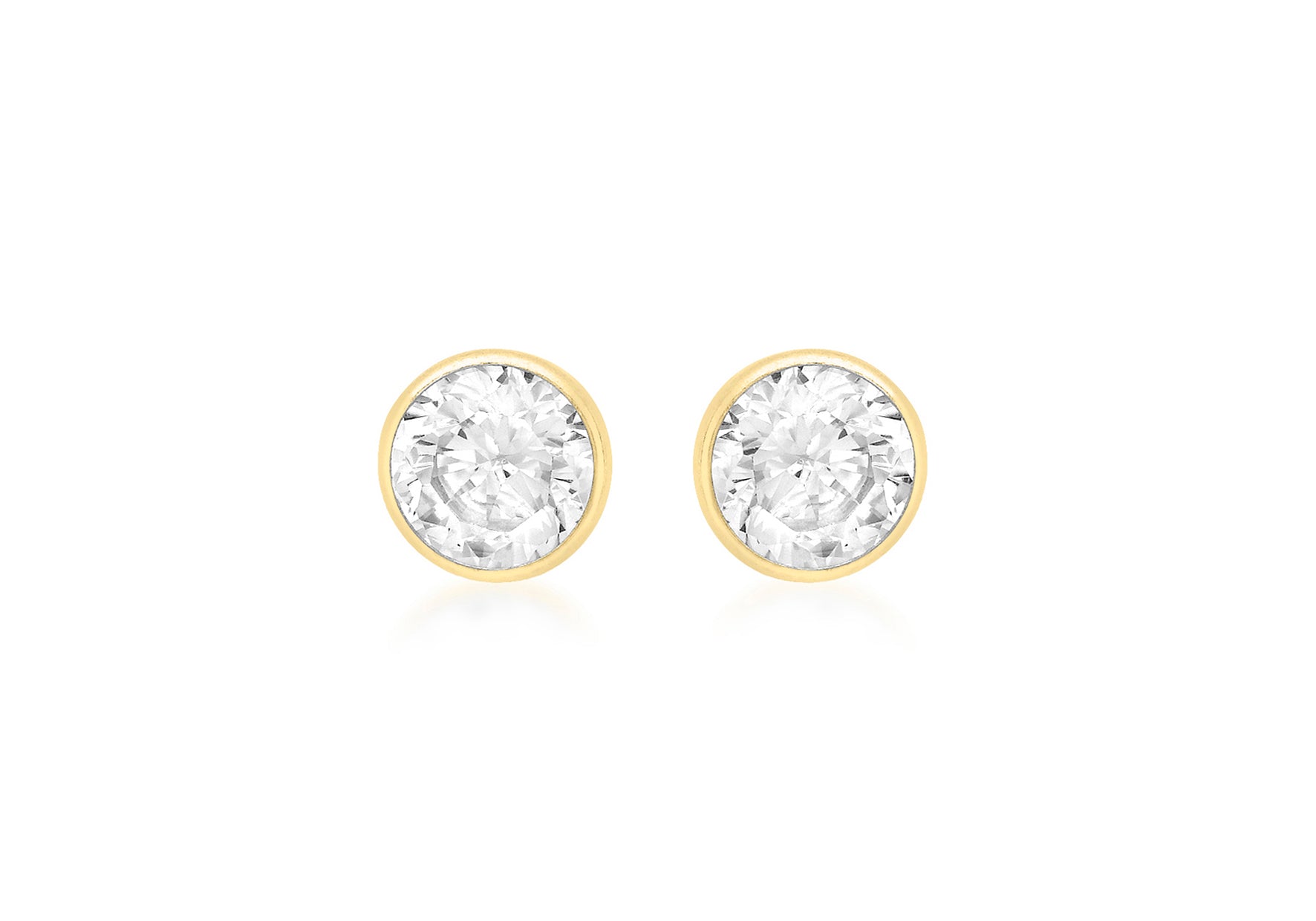 18ct Yellow Gold 5mm Round Zirconia Stud Earrings