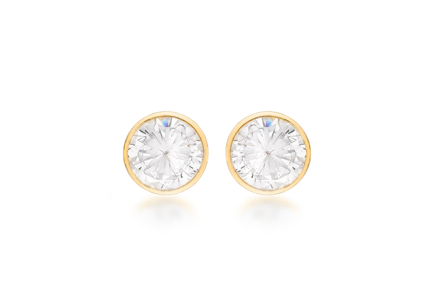 18ct Yellow Gold 4mm Zirconia Round Stud Earrings