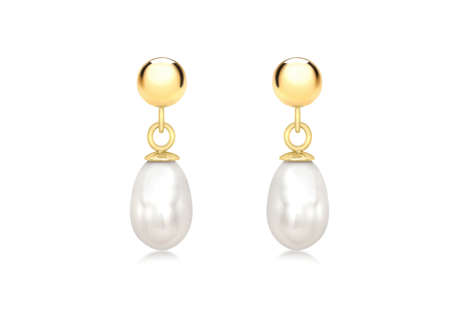 18ct Yellow Gold Fresh Water Pearl Drop Earrings