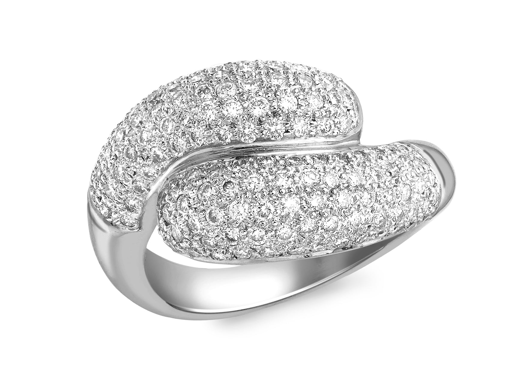 18ct White Gold 1.00ct Diamond Pave Set Crossover Ring