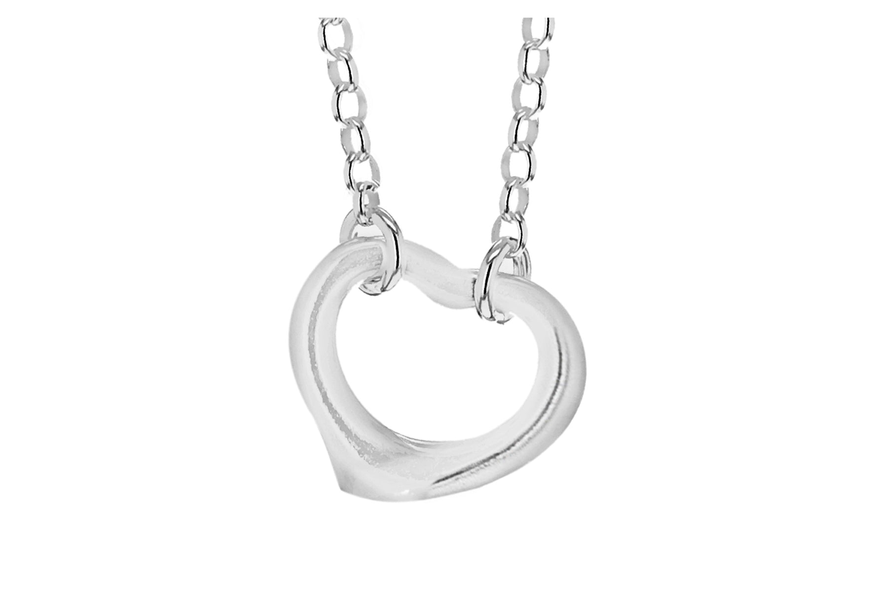 Sterling Silver Belcher Chain and Heart Necklace 41m/16"9