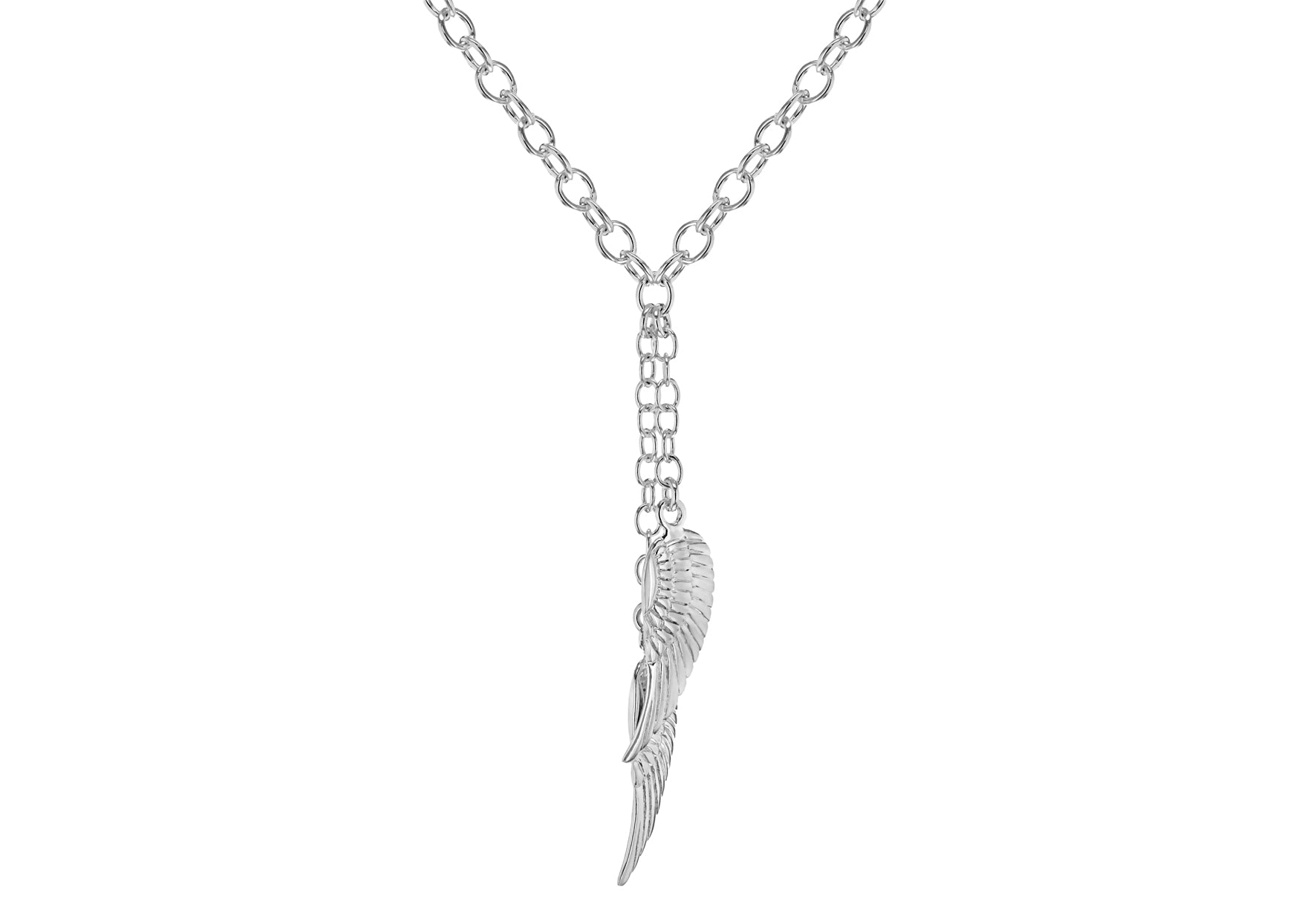 SILVER SIMPLE ANGEL WING 16+2"9