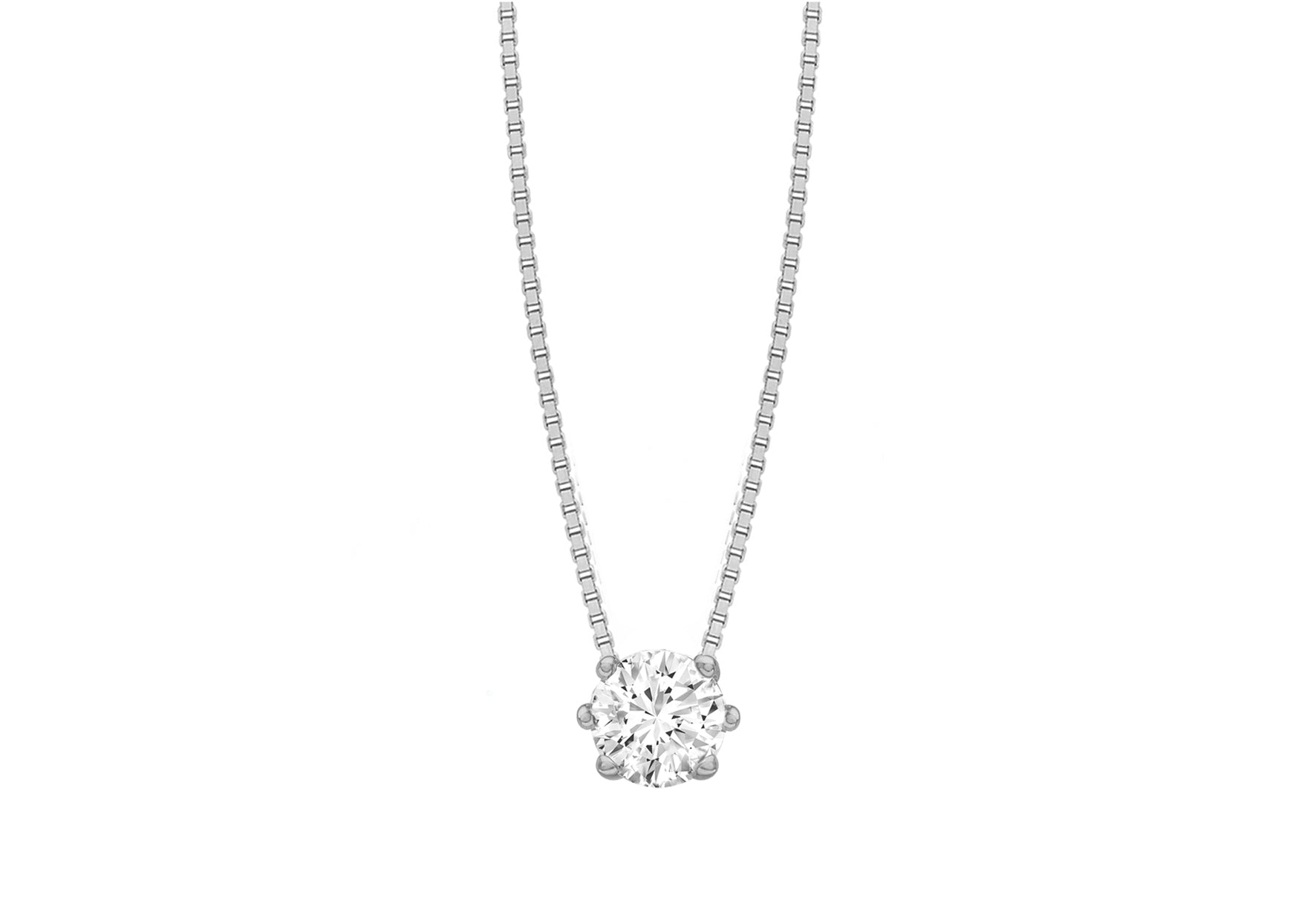Sterling Silver White Zirconia Set Box Chain Pendant