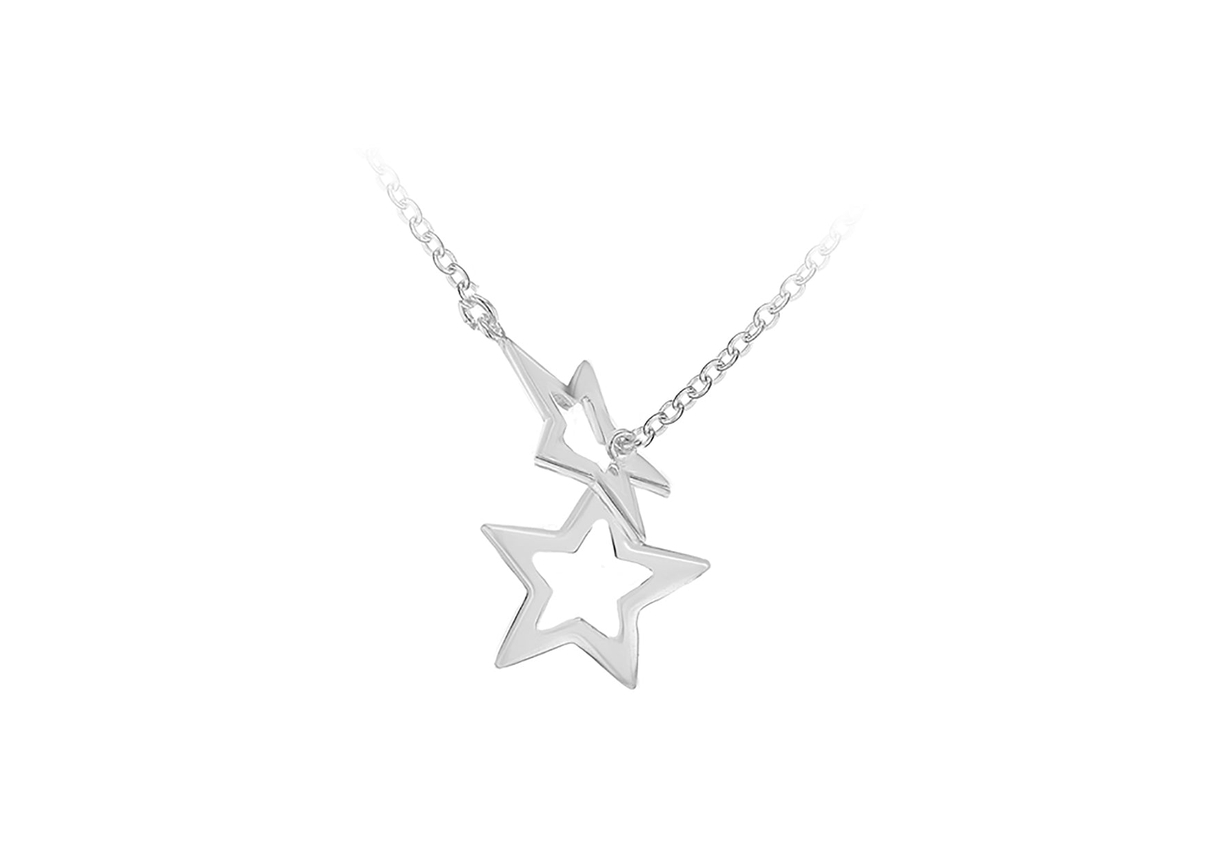 Sterling Silver Linked Stars Necklace 47m/18.5"9