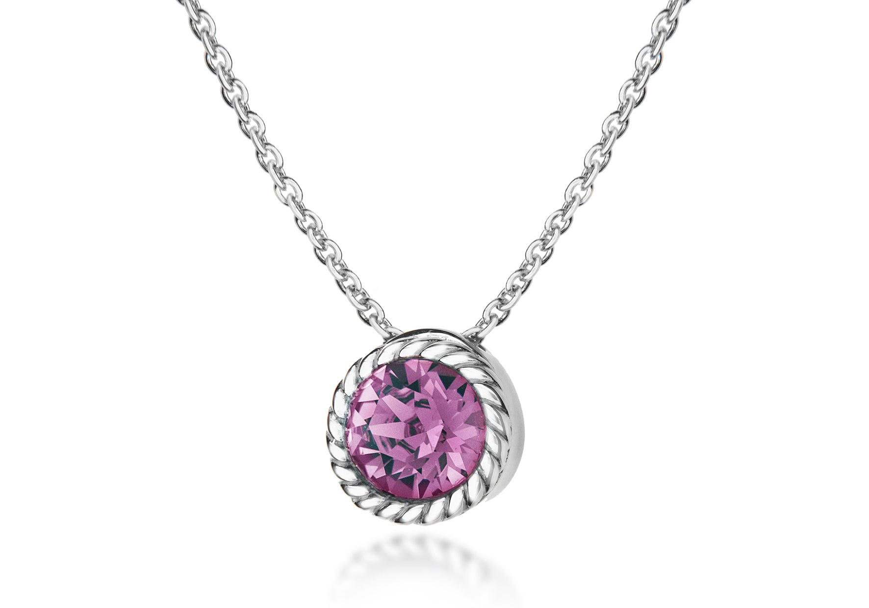 Sterling Silver Purple Swarovski Crystal February Birthstone Necklace 46m/18"9