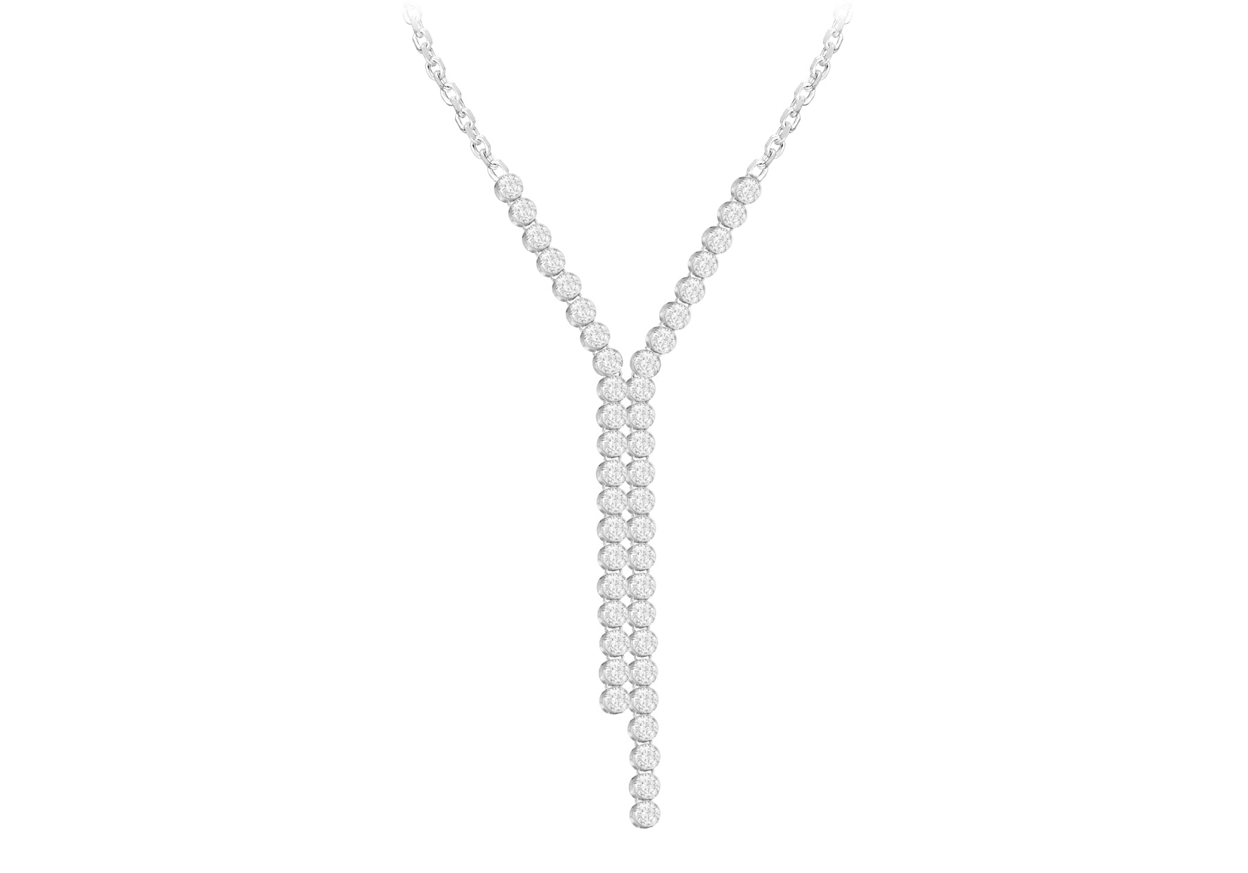 Sterling Silver Rhodium Plated Zirconia Drop Necklet 46m/18"9