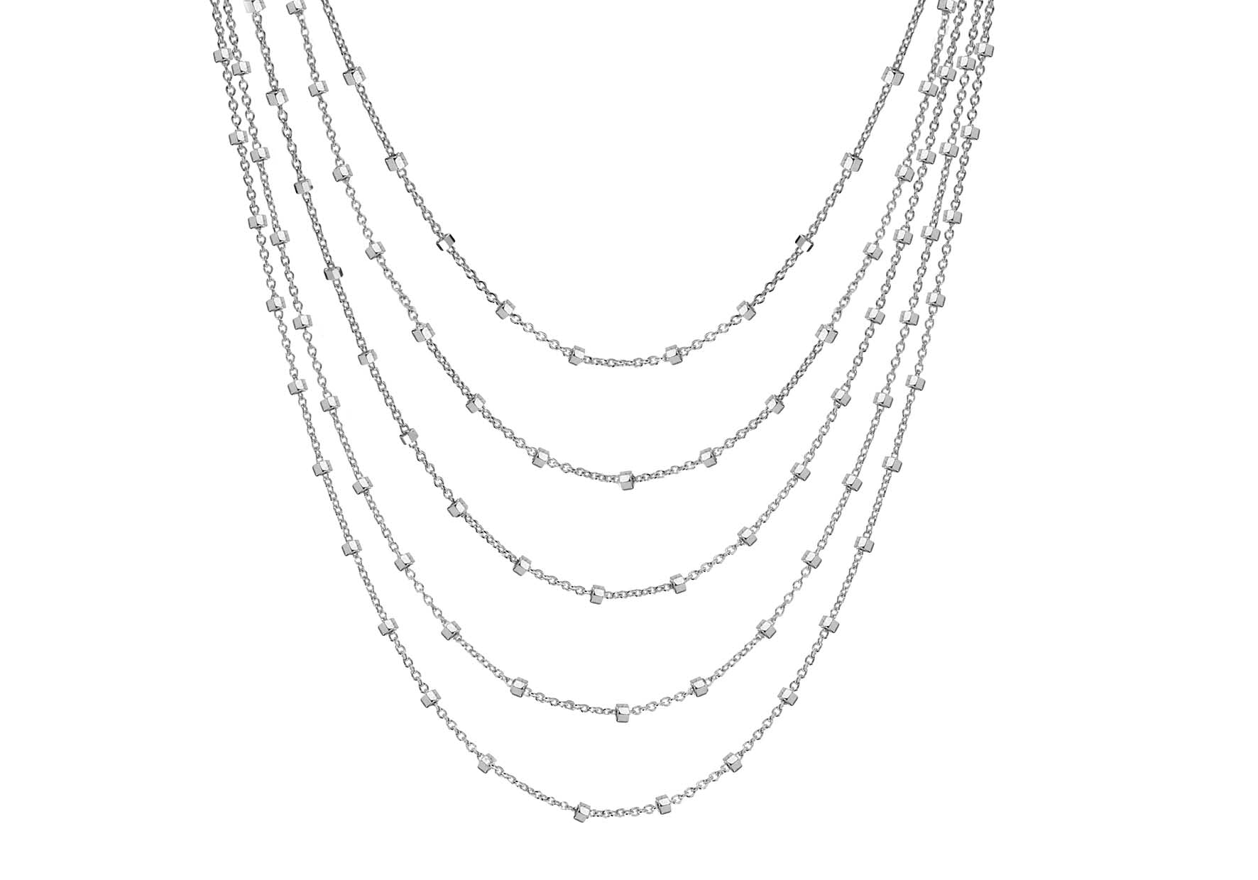 Sterling Silver Graduated Trace and Ball Chain Necklace 38m/15"9
