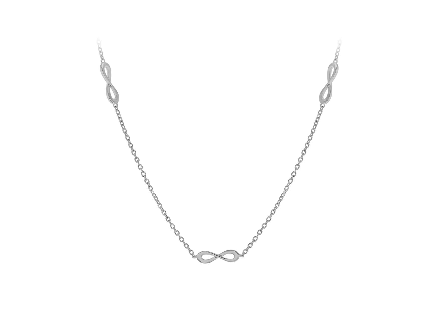 Sterling Silver Rhodium Plated Five 'Figure 8' Adjustable Necklace 43m/17"-46m/18"9