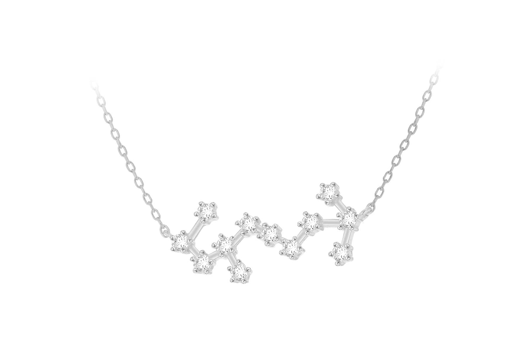 Sterling Silver Rhodium Plated Stone Set Sorpio Star Constellation Necklace