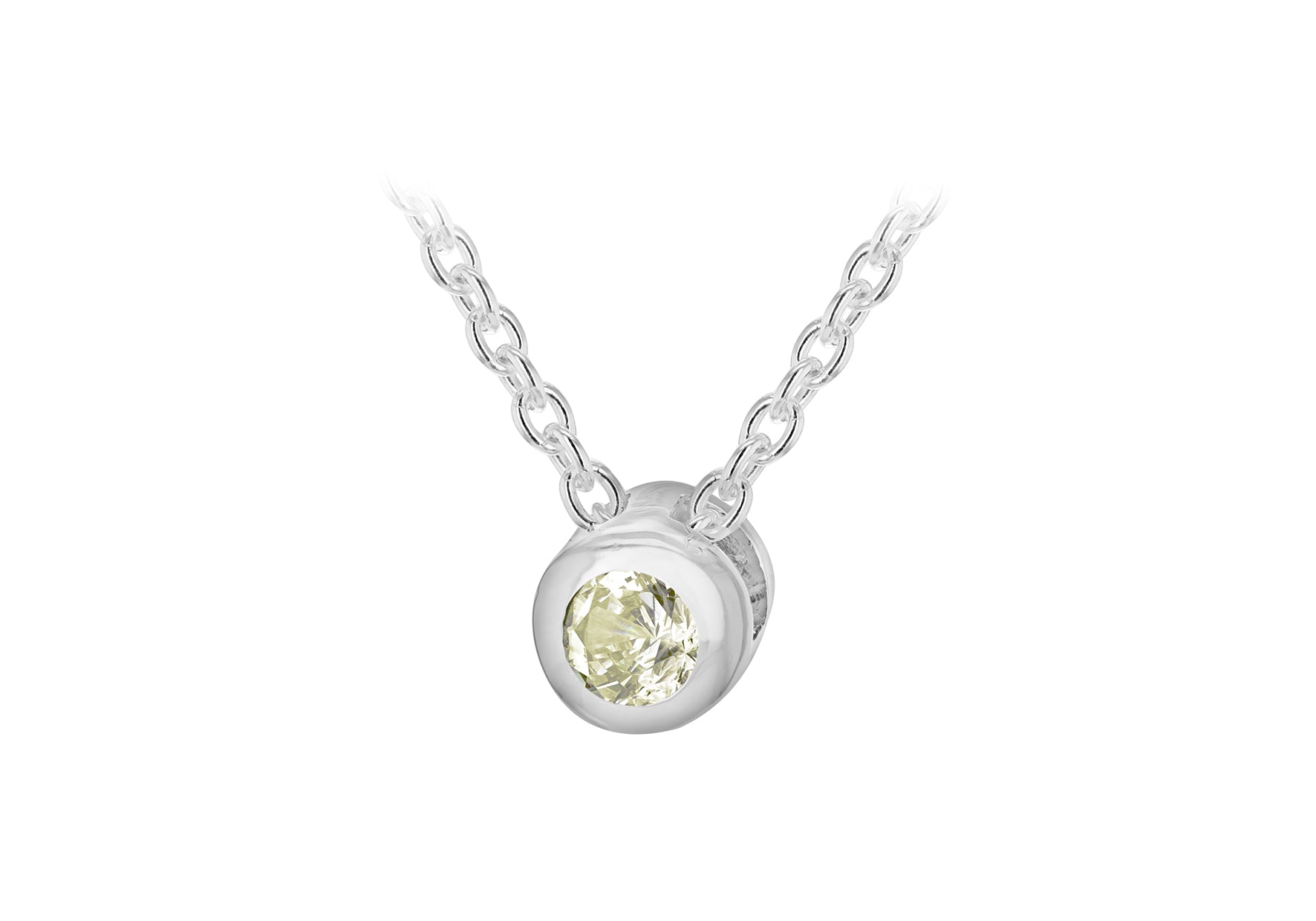 Sterling Silver Light Green 3mm Zirconia August Birthstone Adjustable Necklace 41m/16"-46m/18"9