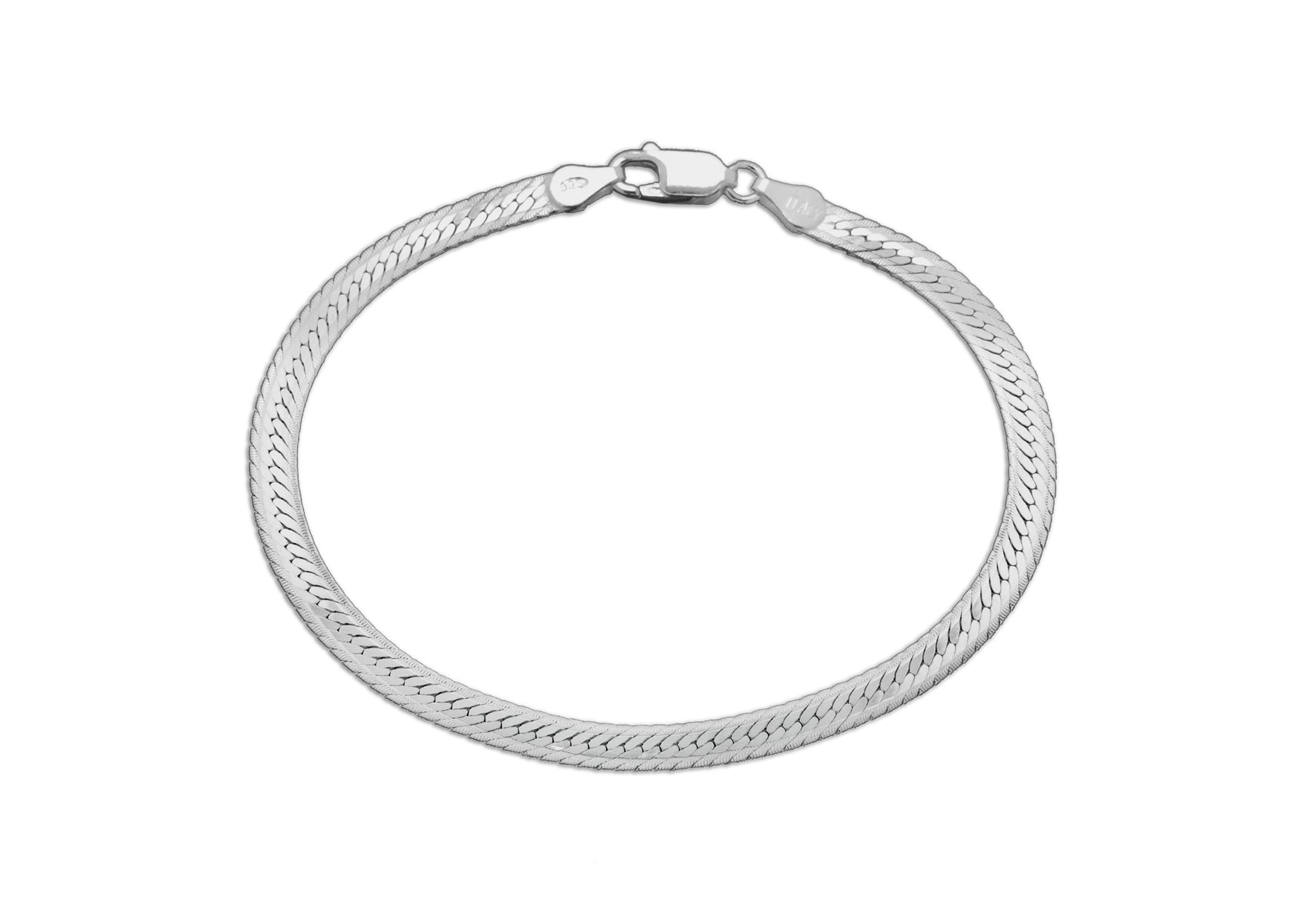 Sterling Silver 3.8mm Herringbone Bracelet 18m/7"9