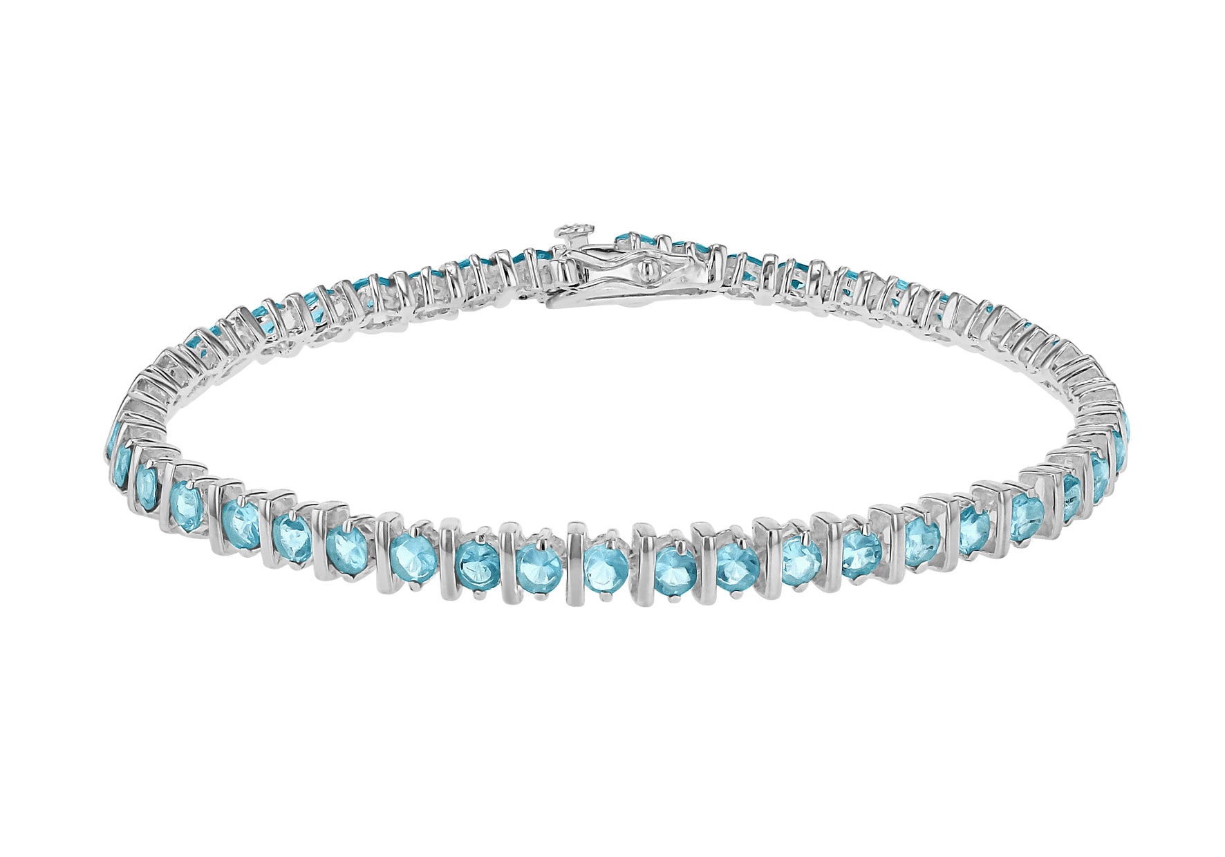 Sterling Silver Blue Zirconia Tennis Bracelet 18m/7"9