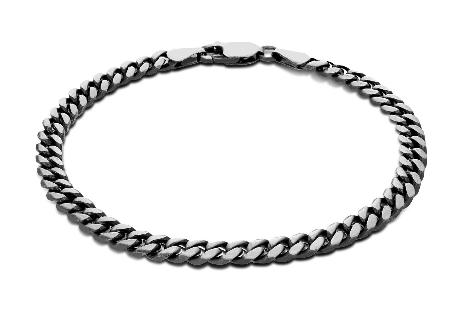 Sterling Silver Oxidised 5mm Brushed Curb Bracelet 20m/8'9