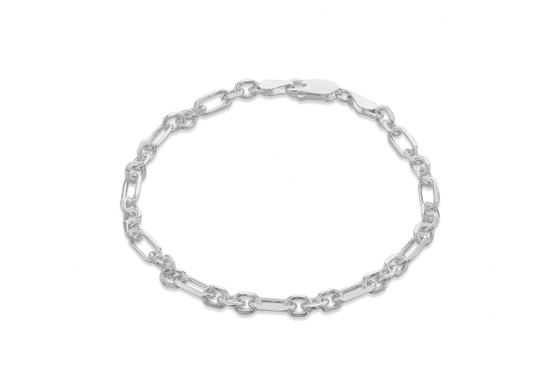 Sterling Silver Diamond Cut 80 Oval Belcher Bracelet