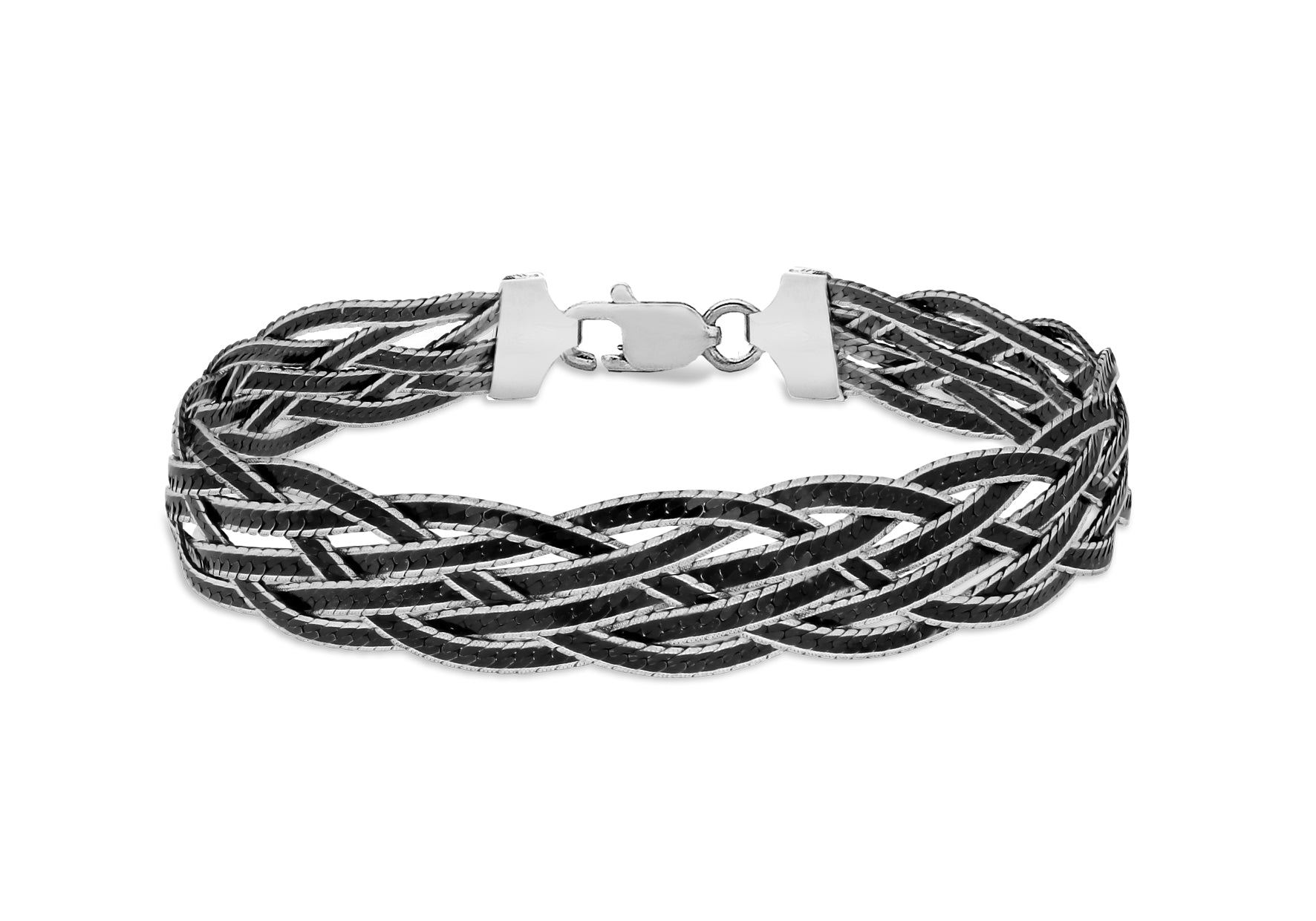 Sterling Silver Oxidised 6-Strand Herringbone Bracelet 19m/7.5"9