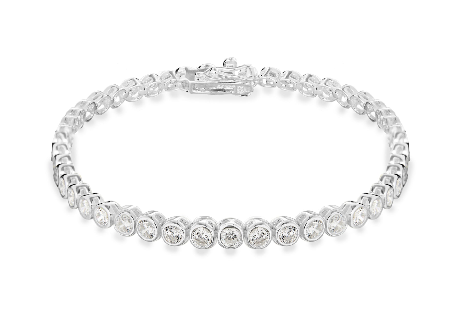 Sterling Silver Round Zirconia Tennis Bracelet 18.5m/7.75"9