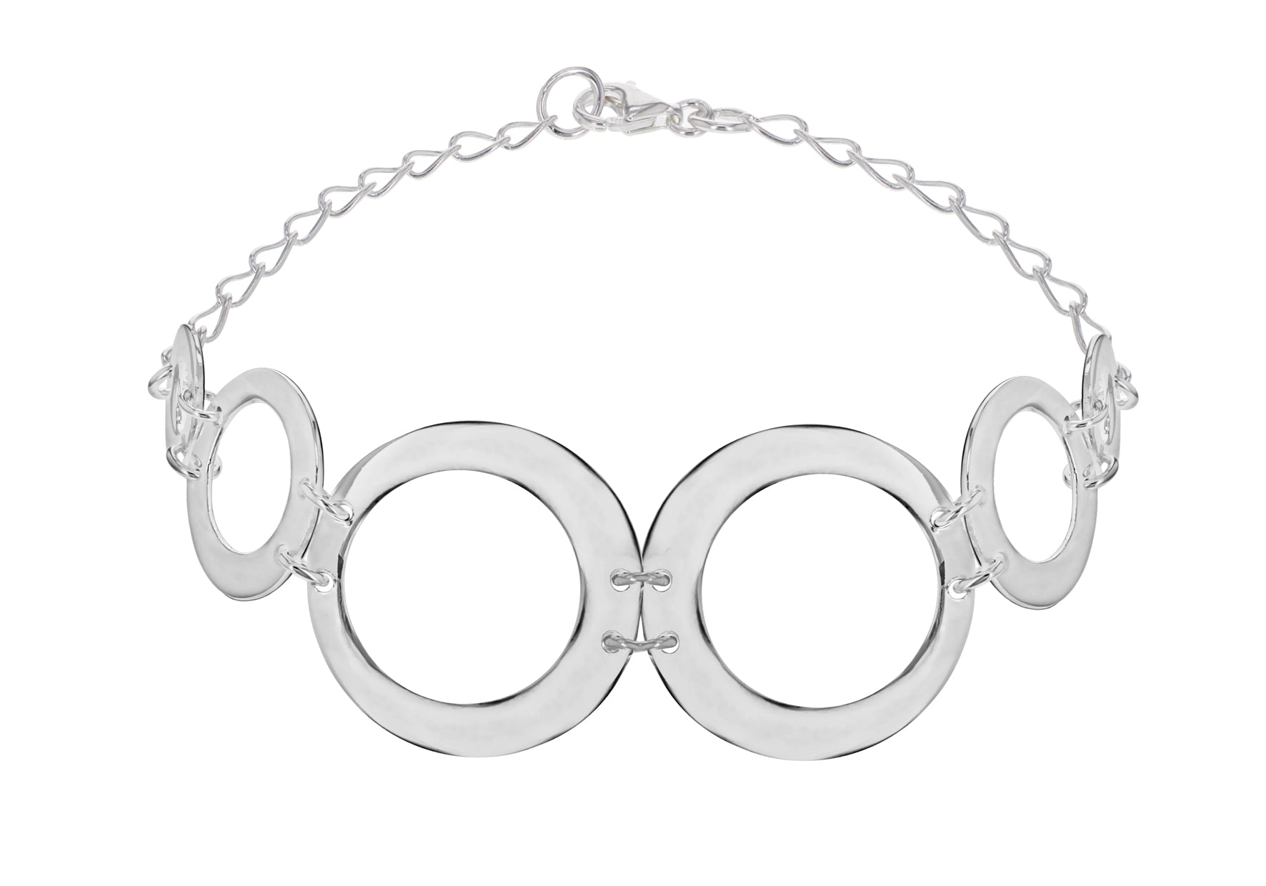 Sterling Silver Graduated Circle Bracelet 19m/7.5"9