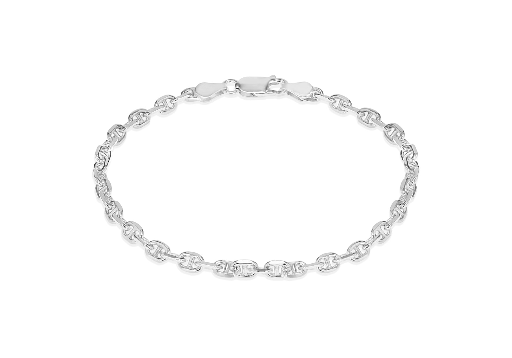 Sterling Silver 3.5mm Square Rambo Bracelet 18m/7"9