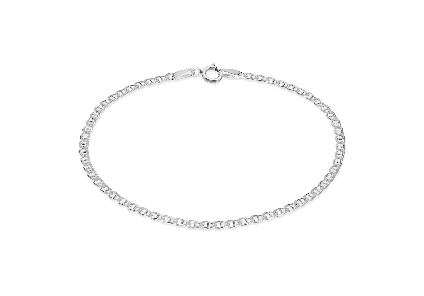 Sterling Silver 2.3mm Flat Rambo Chain Bracelet 18m/7"9