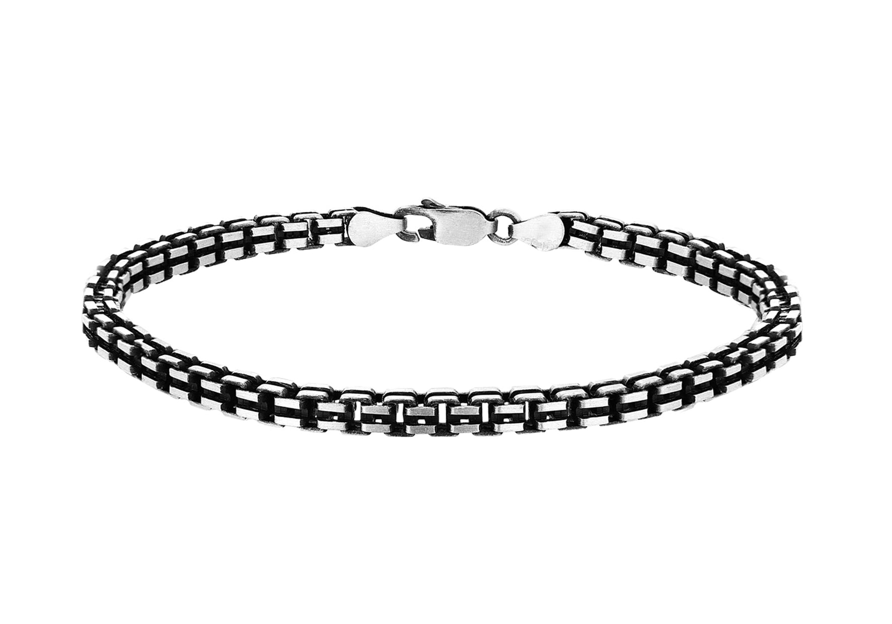 Sterling Silver Oxidised Grooved Box Bracelet 20m/8"9