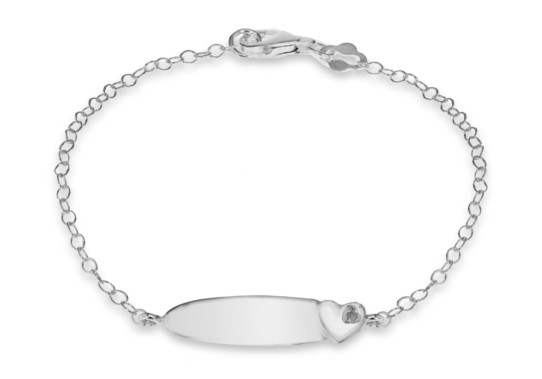 Sterling Silver ID and Zirconia Heart Bracelet 16.5m/6.5"9