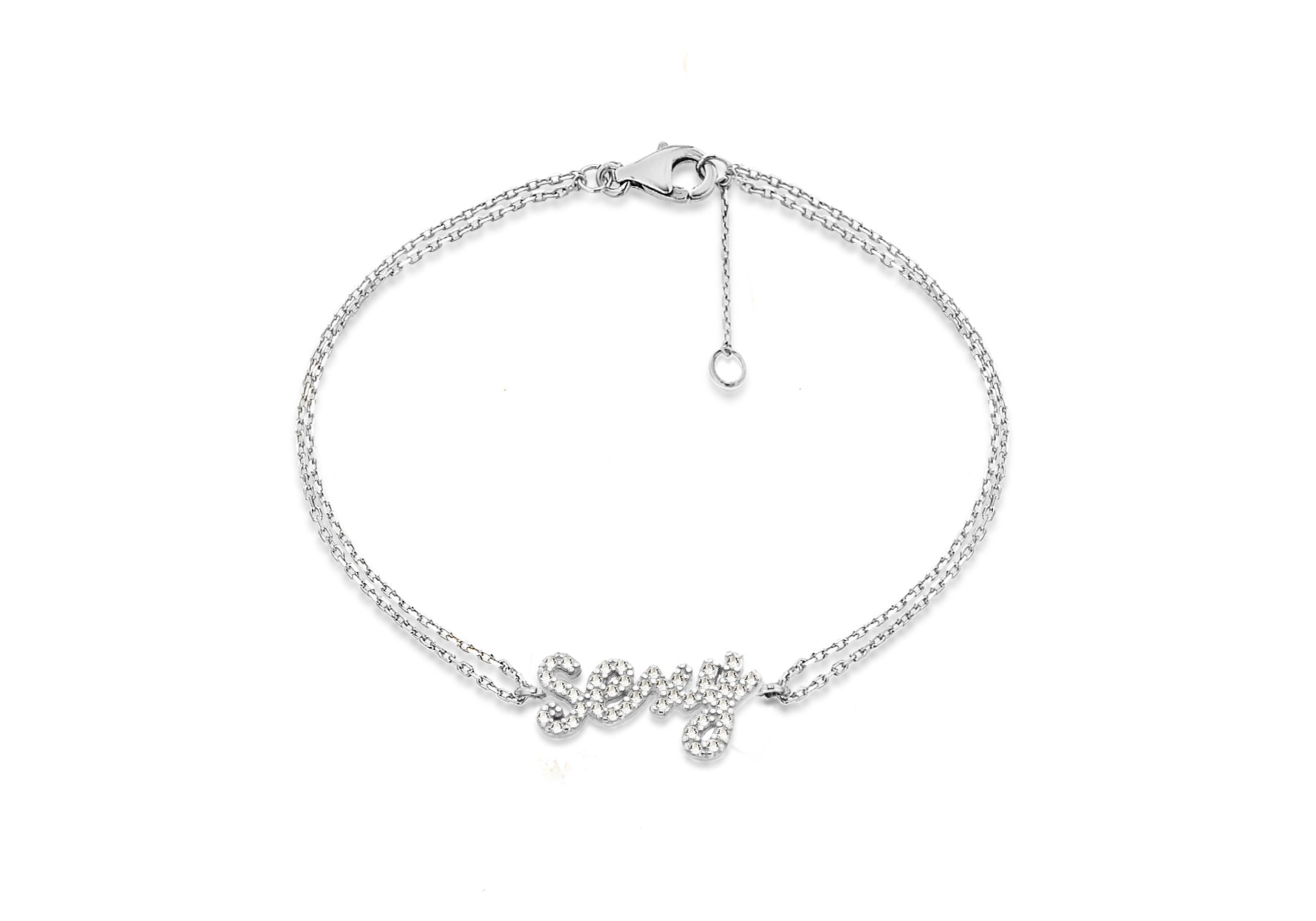 Sterling Silver Zirconia 'Sexy' Bracelet 19m/7.5"9