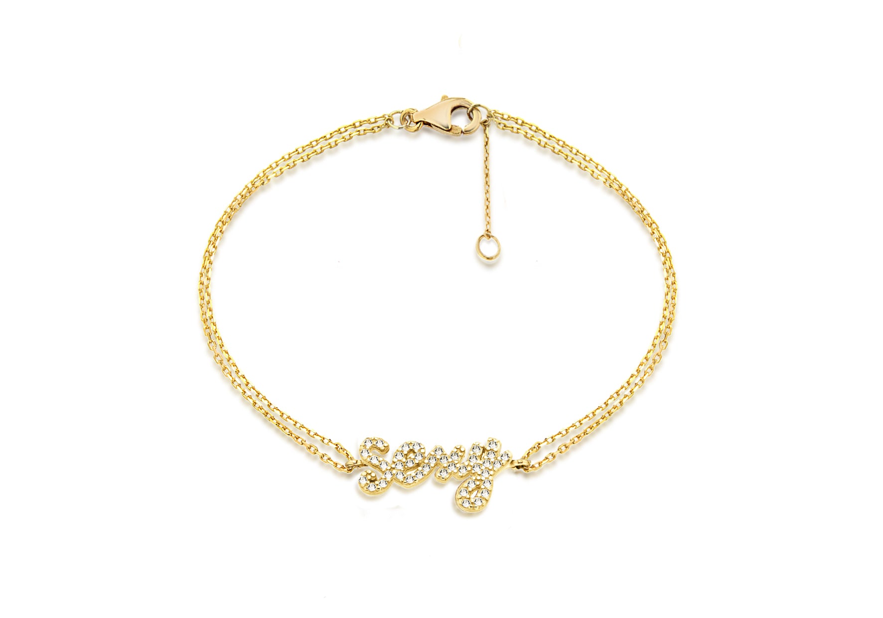 Sterling Silver Gold Plated Zirconia 'Sexy' Bracelet 19m/7.5"9