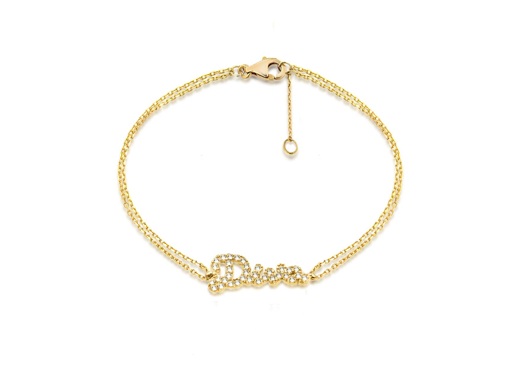 Sterling Silver Gold Plated Zirconia 'Diva' Bracelet 19m/7.5"9