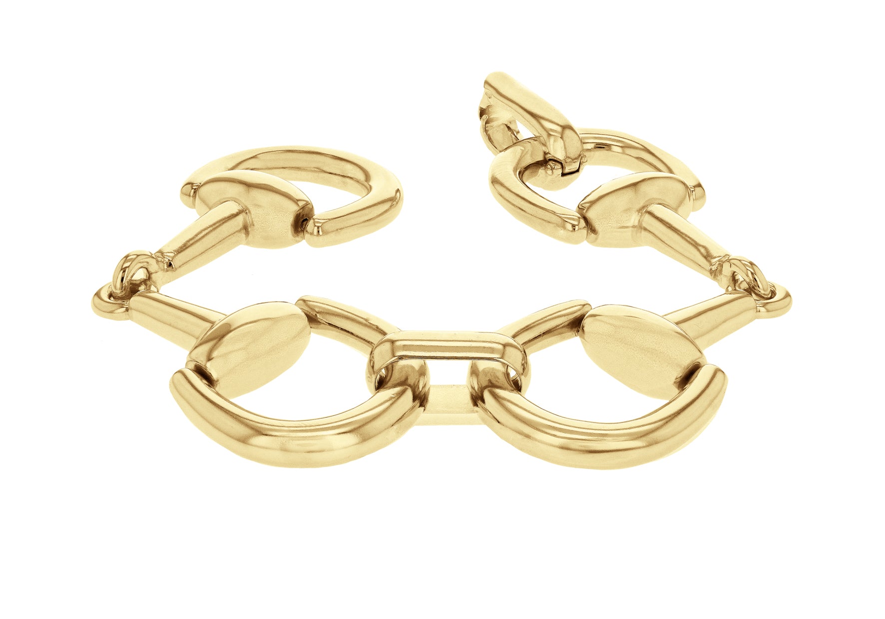 Sterling Silver Yellow Gold Plated Stirrup Link Bracelet 20m/8"9