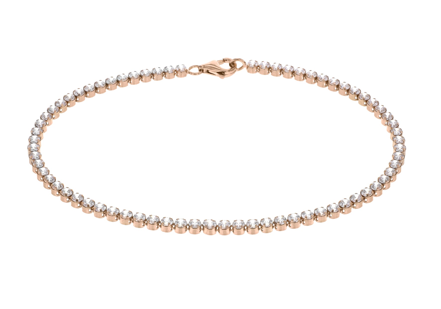 Sterling Silver Rose Gold Plated Zirconia Tennis Bracelet 19m/7.5"9