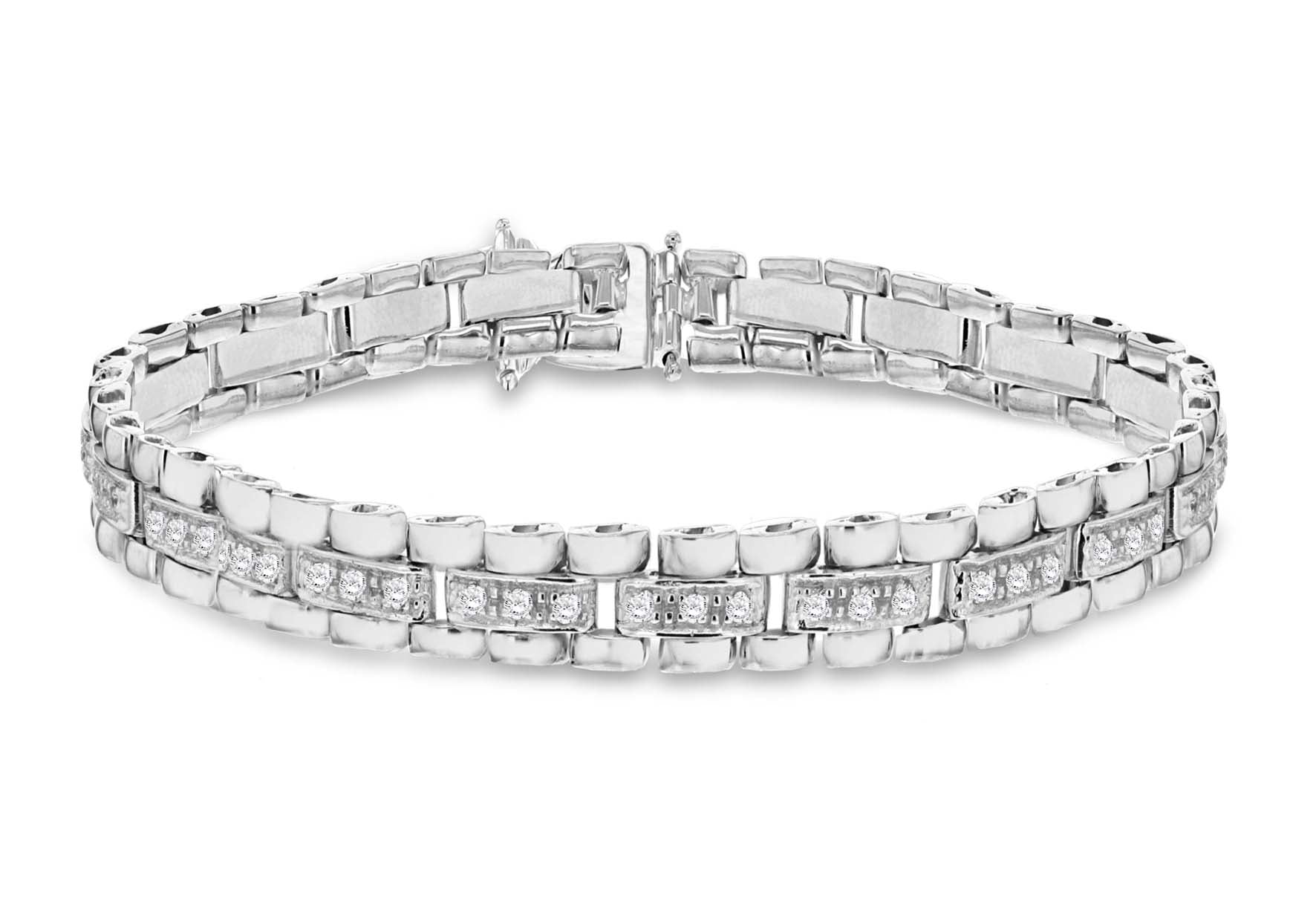 Sterling Silver Zirconia Stampato Bracelet 20m/8"9