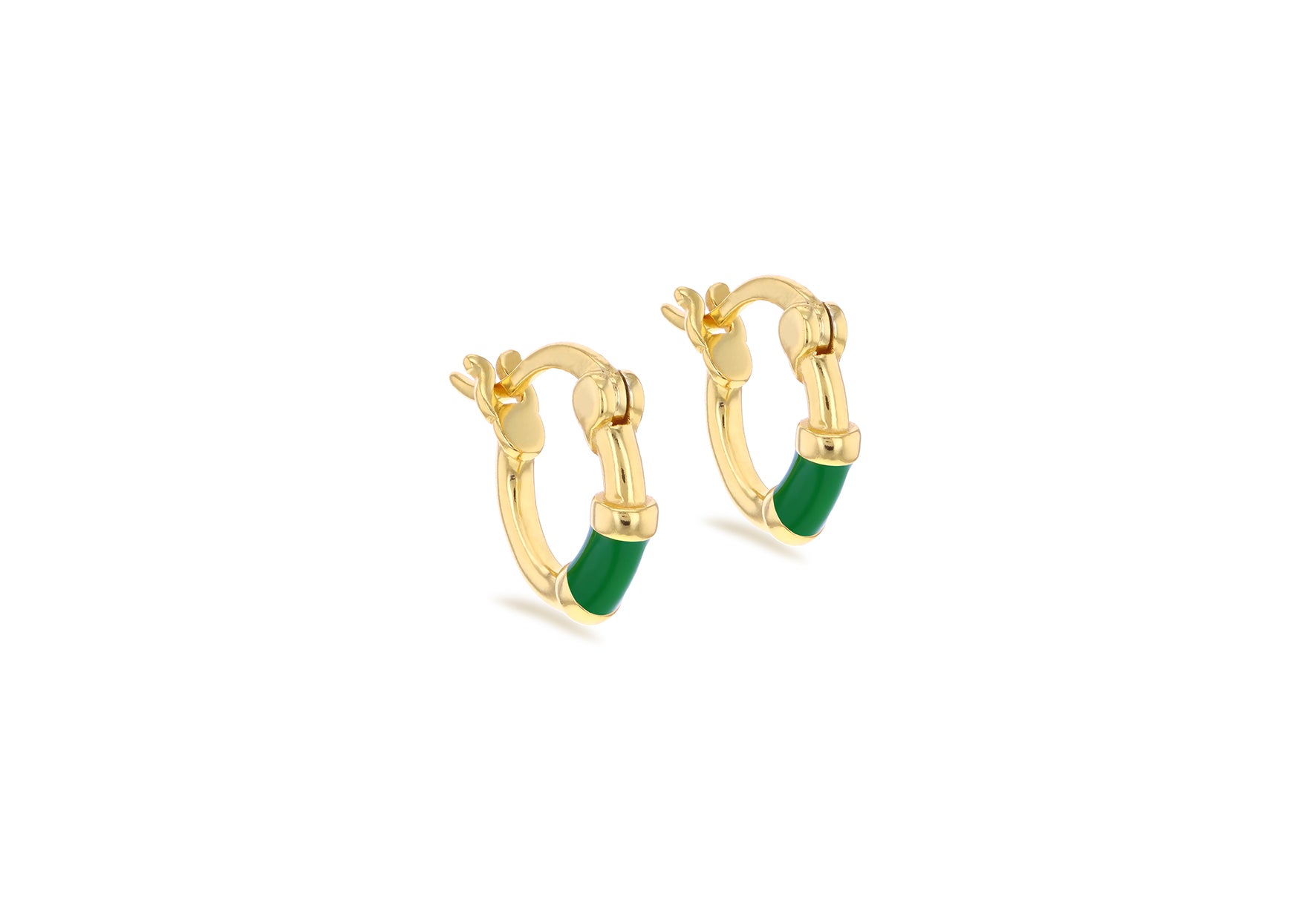 Yellow Gold Plated Blue Nautical Huggie Hoop Earrings