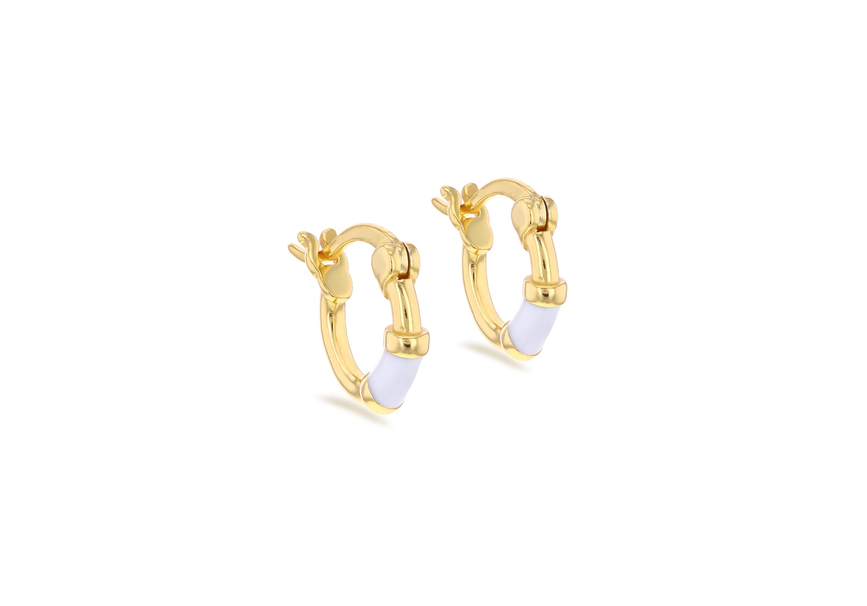 Yellow Gold Plated Blue Nautical Huggie Hoop Earrings