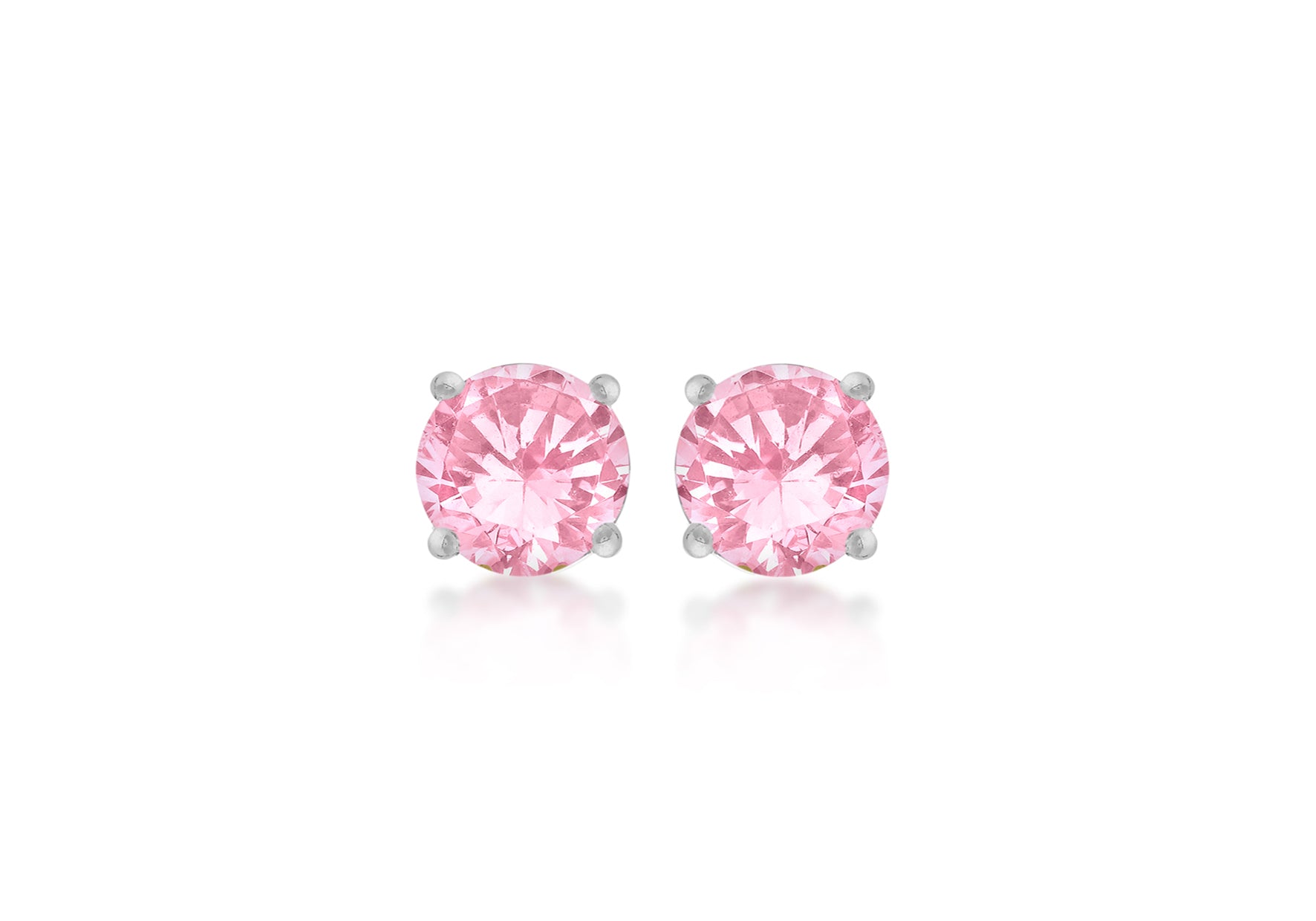 SILVER 3MM PINK Zirconia STUD EARR9