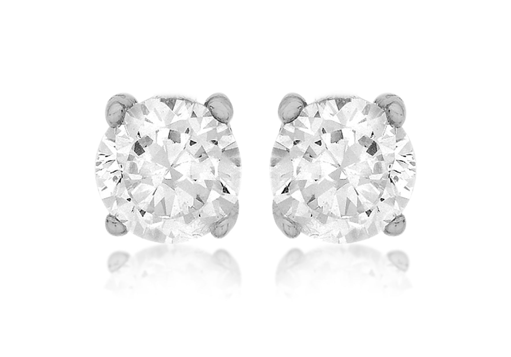 Sterling Silver 7mm Round Zirconia Stud Earrings