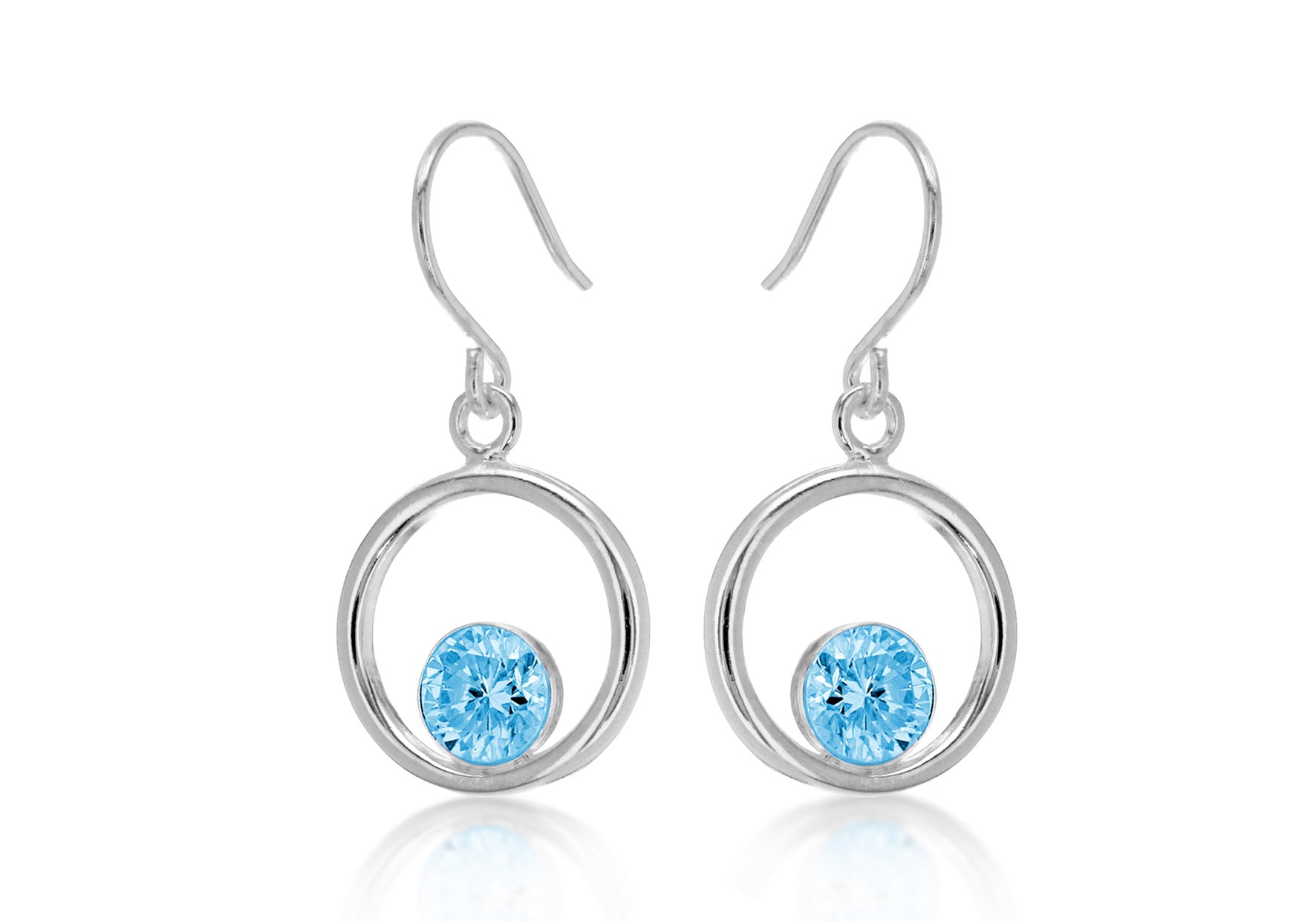 SILVER ROUND BLUE Zirconia DRP ERing