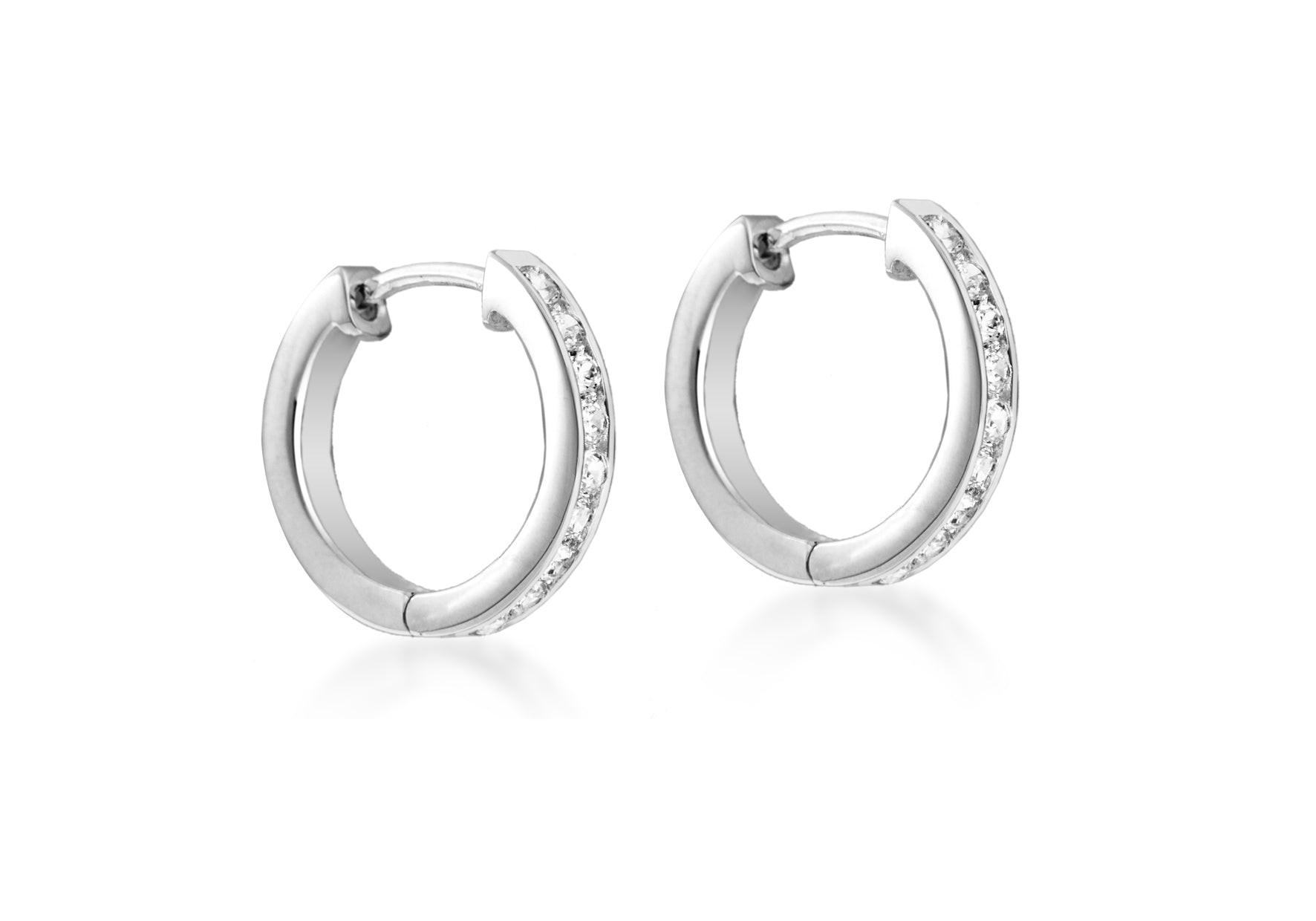 Sterling Silver 12mm Zirconia Huggy Earrings
