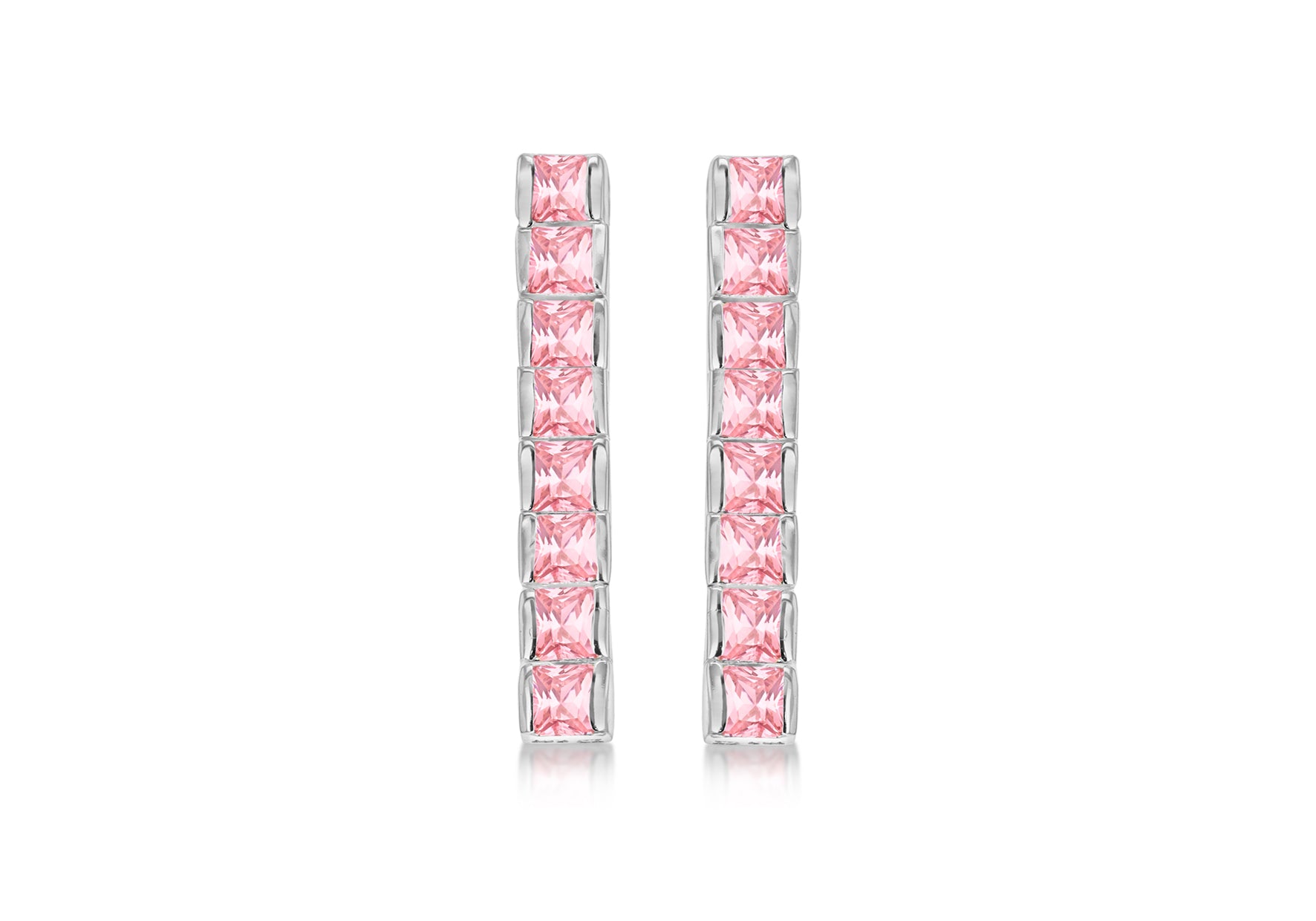 SILVER PINK 8Zirconia TENNIS DROP ER9