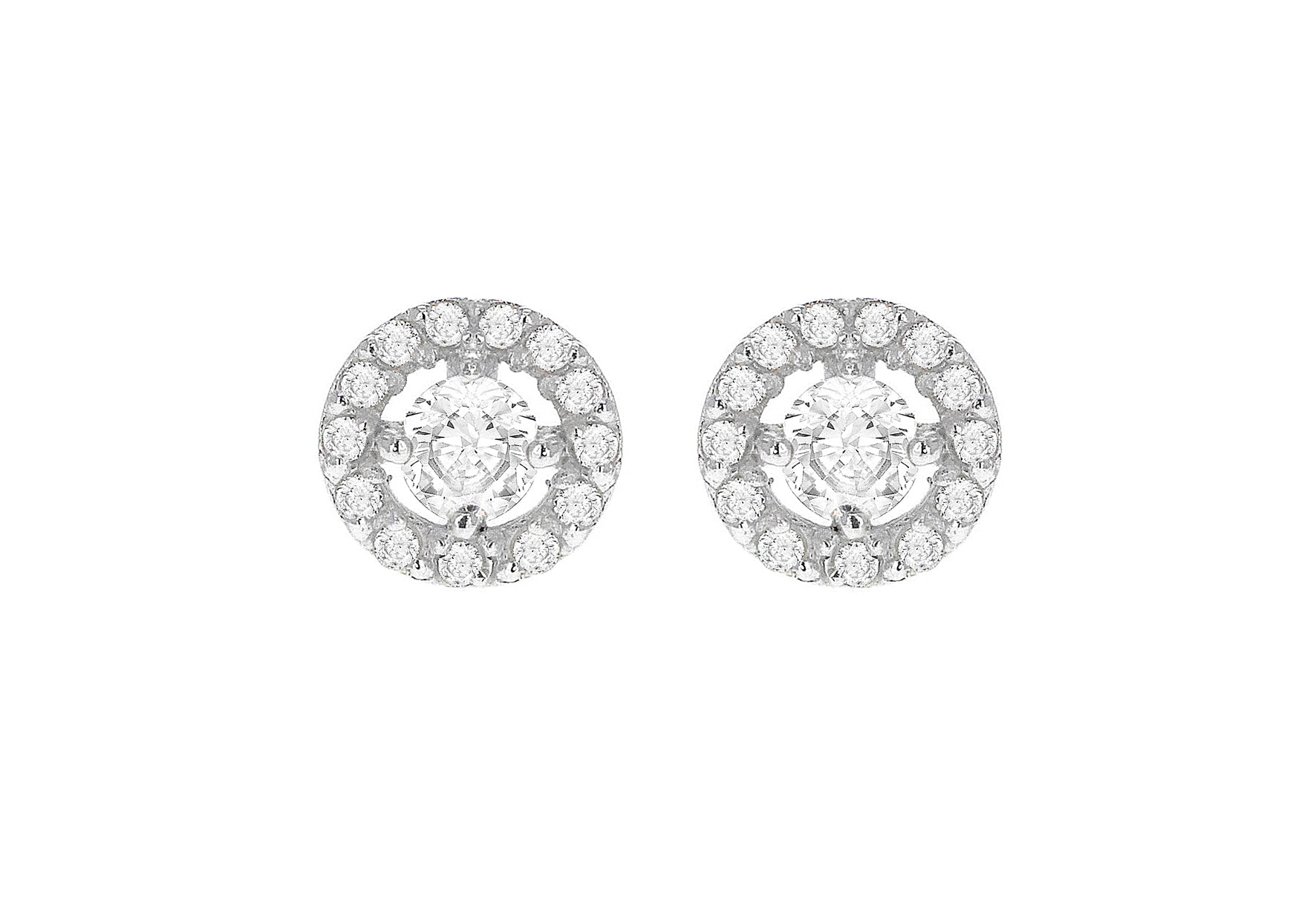 Sterling Silver Round Zirconia 8mm Stud Earrings