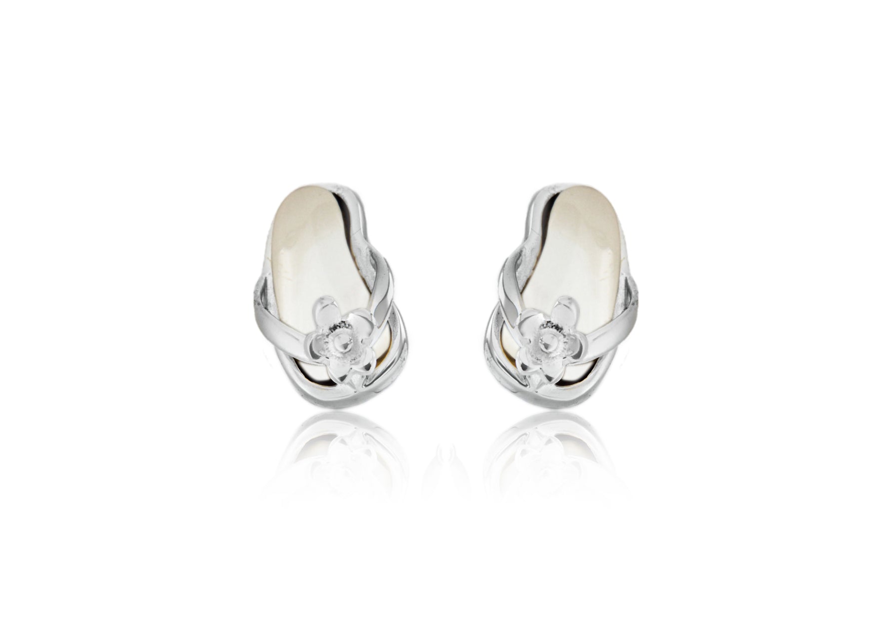 Sterling Silver Mother of Pearl Flip-Flop Stud Earrings
