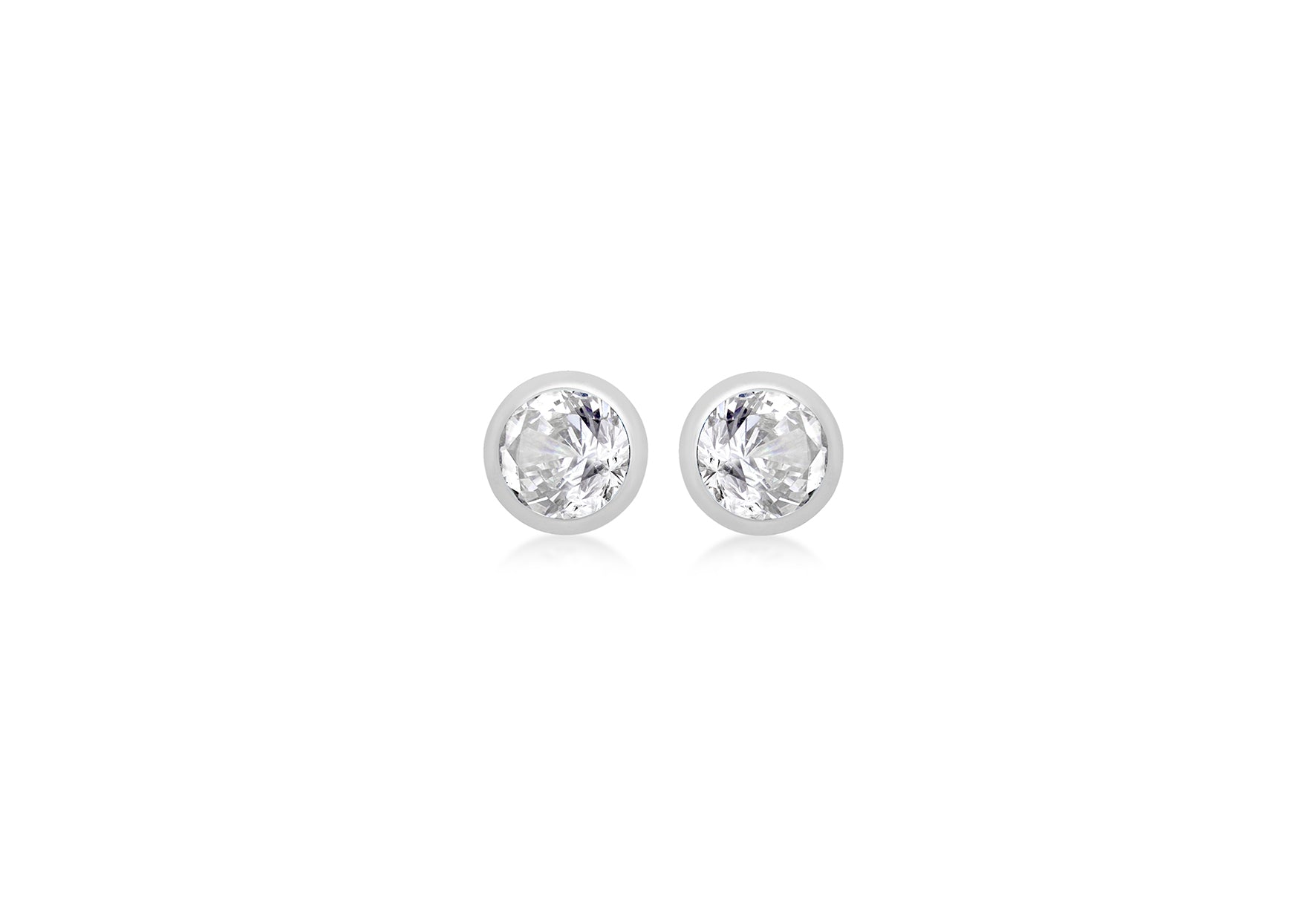 Sterling Silver White Zirconia April Birthstone Stud Earrings