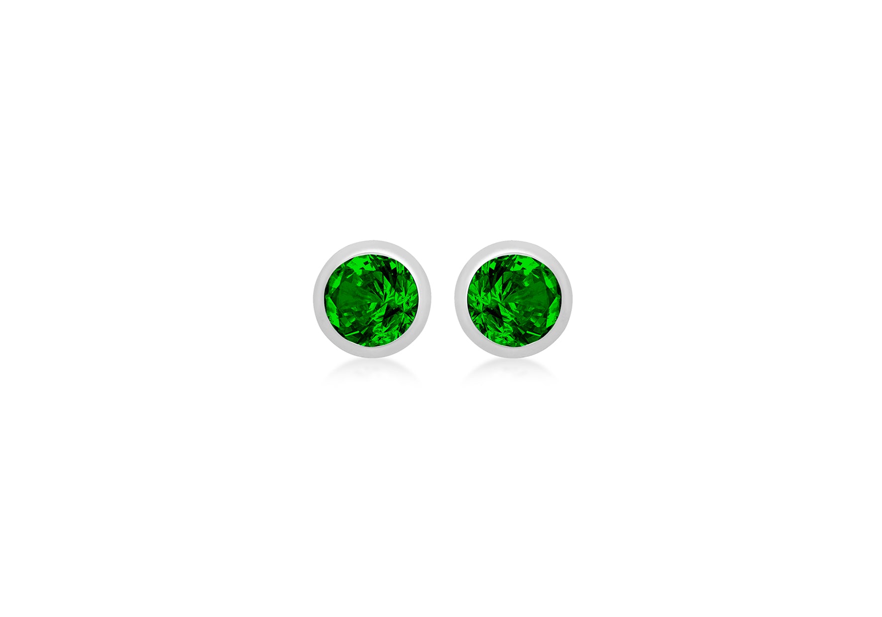 Sterling Silver Green 3mm Zirconia May Birthstone Stud Earrings