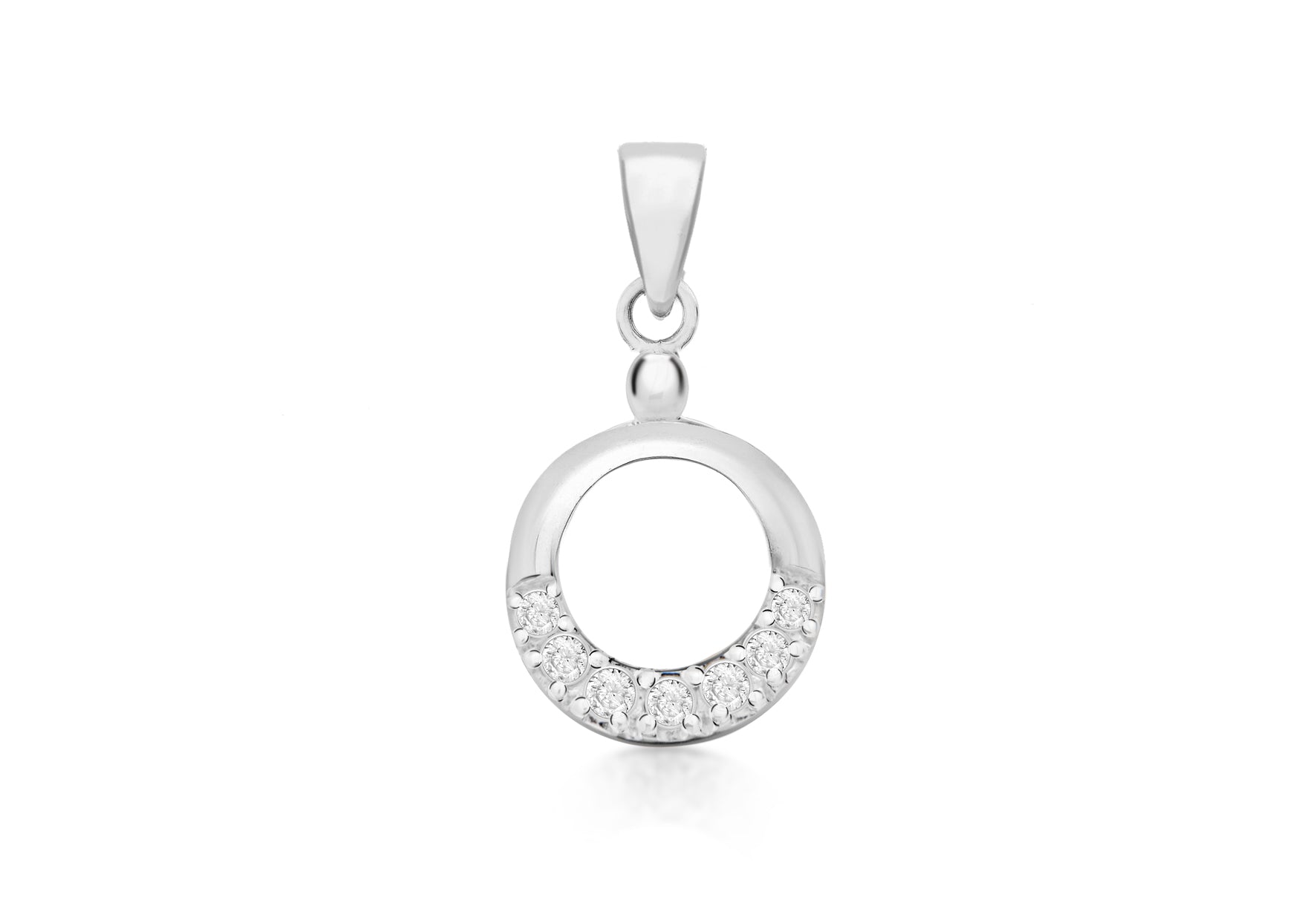 Sterling Silver Zirconia 12mm x 24mm Circle Pendant