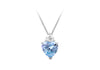Sterling Silver Aqua Blue Zirconia and White Zirconia Pendant