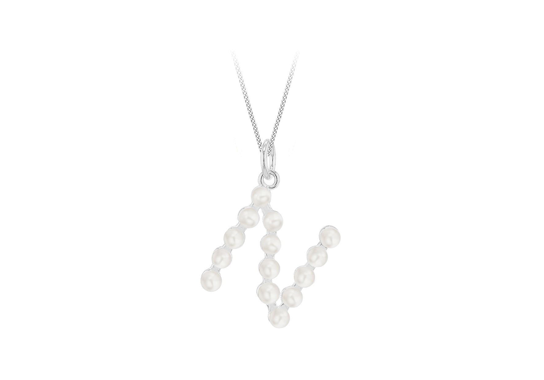 Sterling Silver Freshwater Pearls Initials Pendant