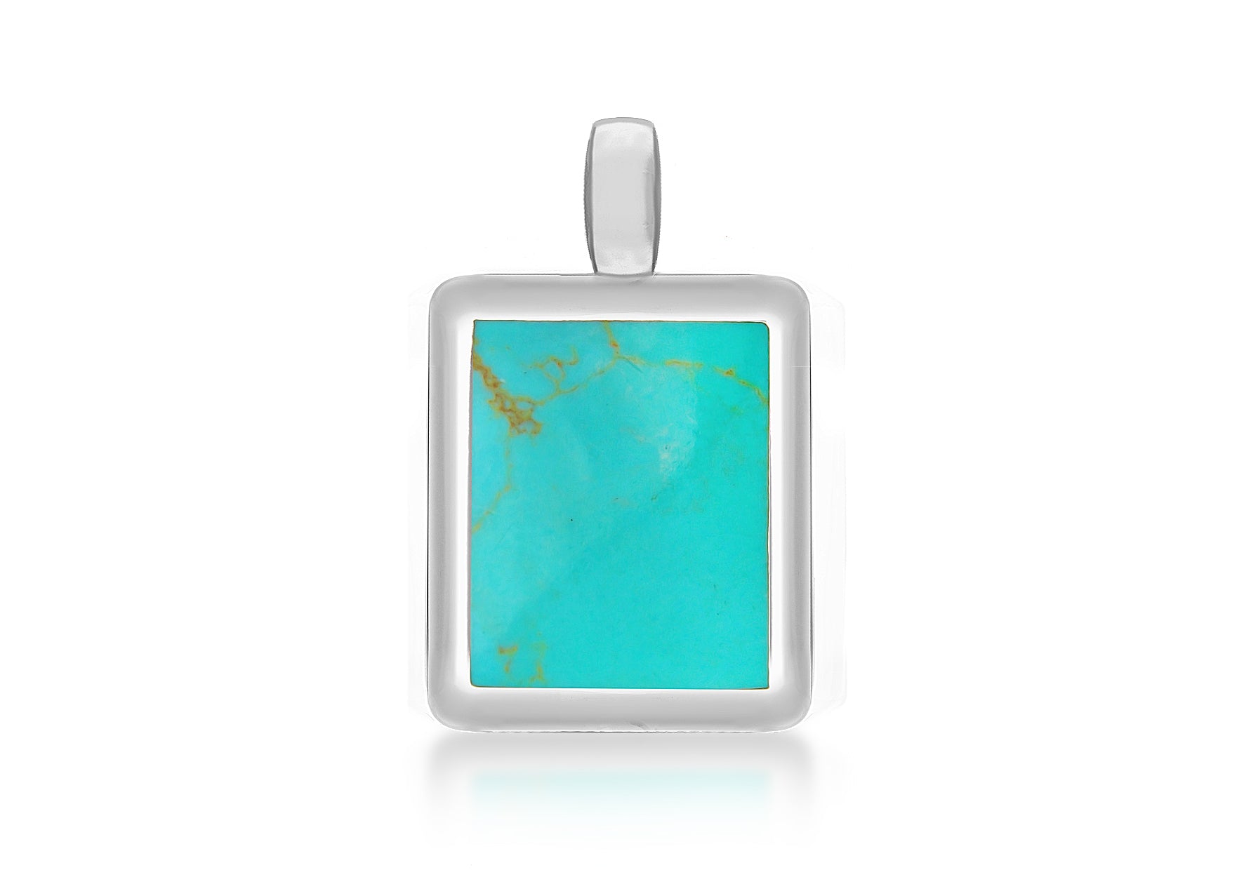 Sterling Silver Large Rectangular Turquoise Pendant