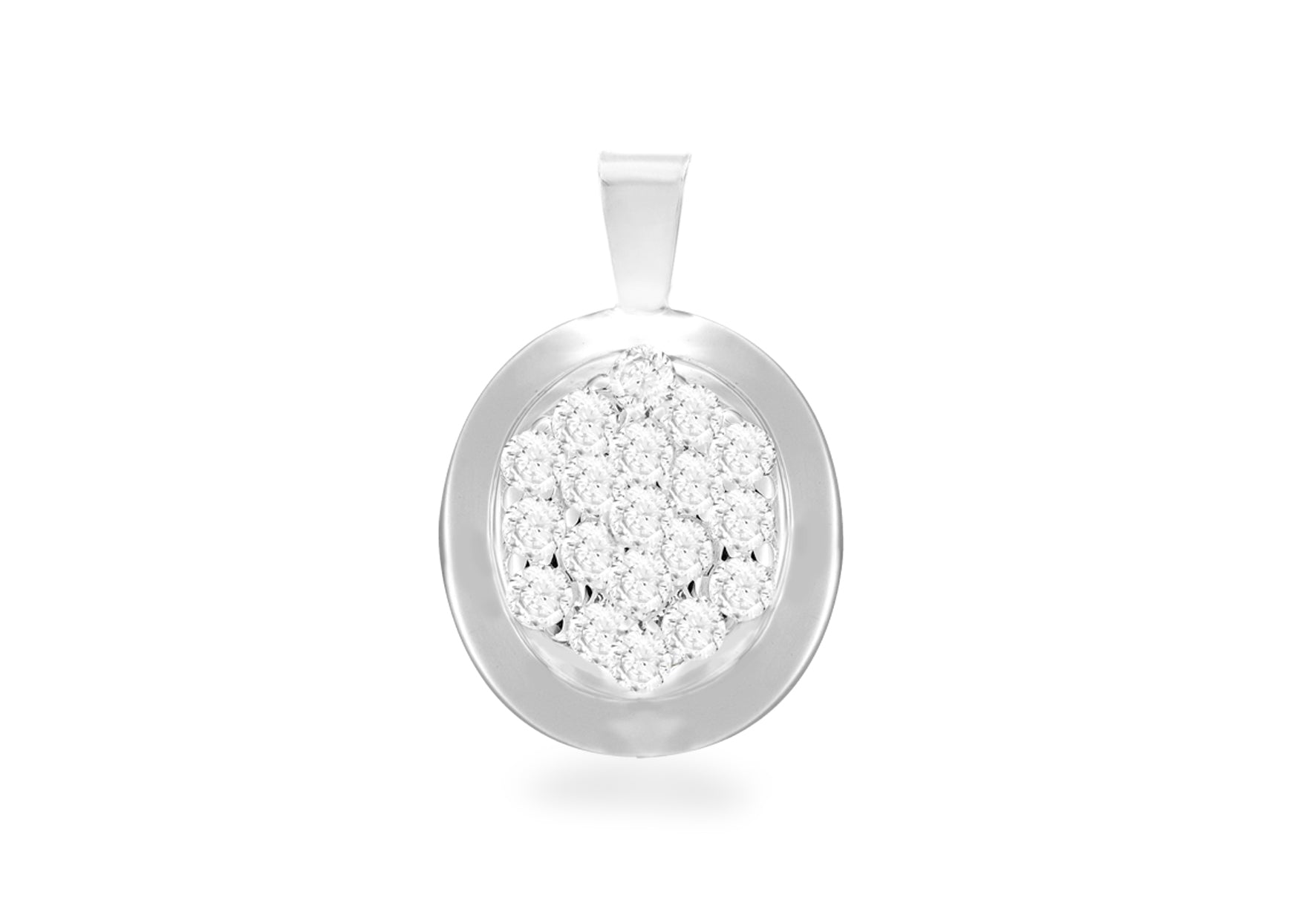 Sterling Silver Oval Zirconia Cluster Pendant