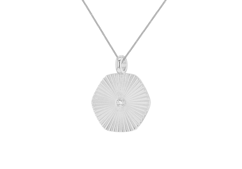Sterling Silver White Zirconia Hexad Pendant