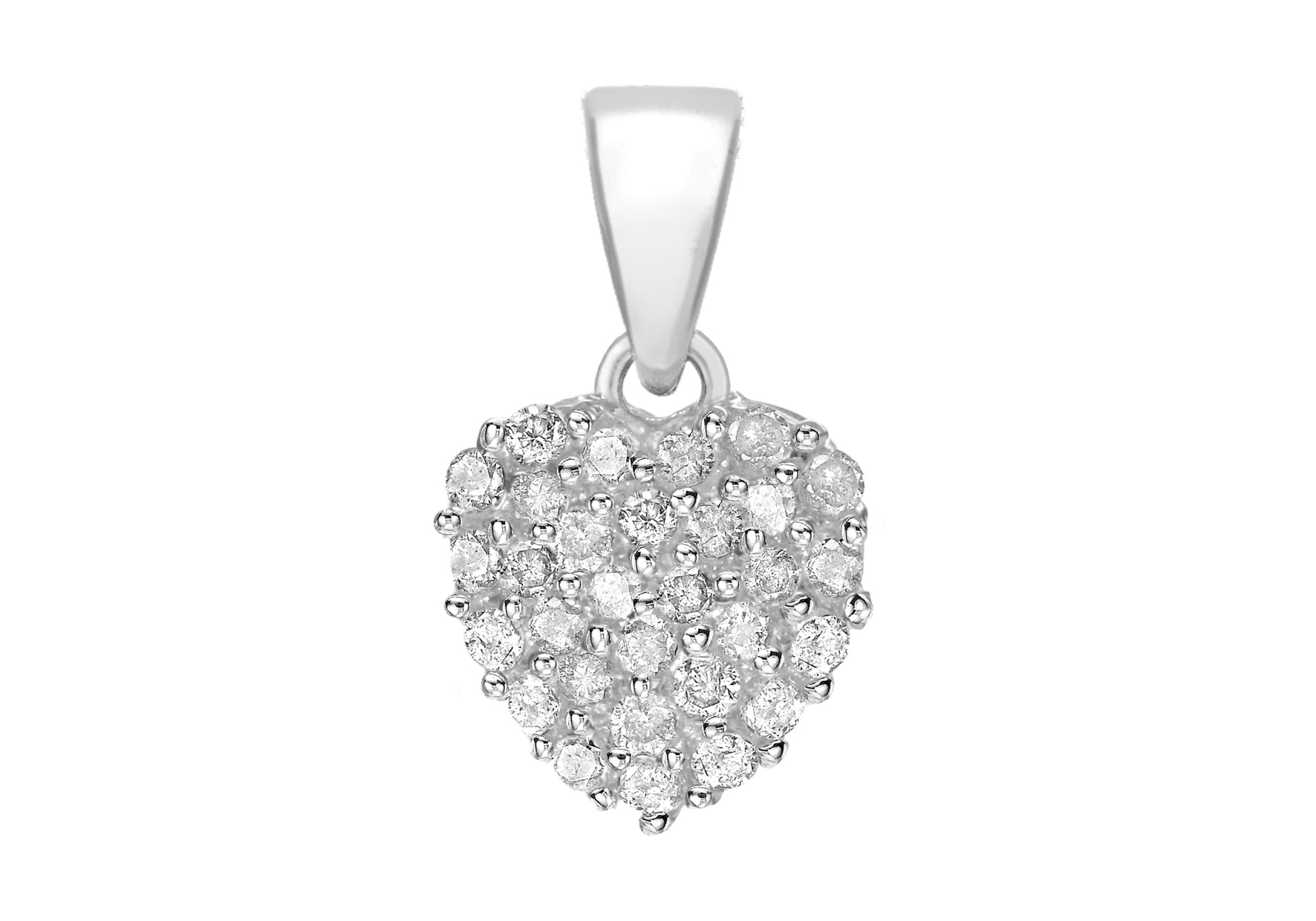 Sterling Silver Zirconia  Pave 14mm x 24mm Heart Pendant