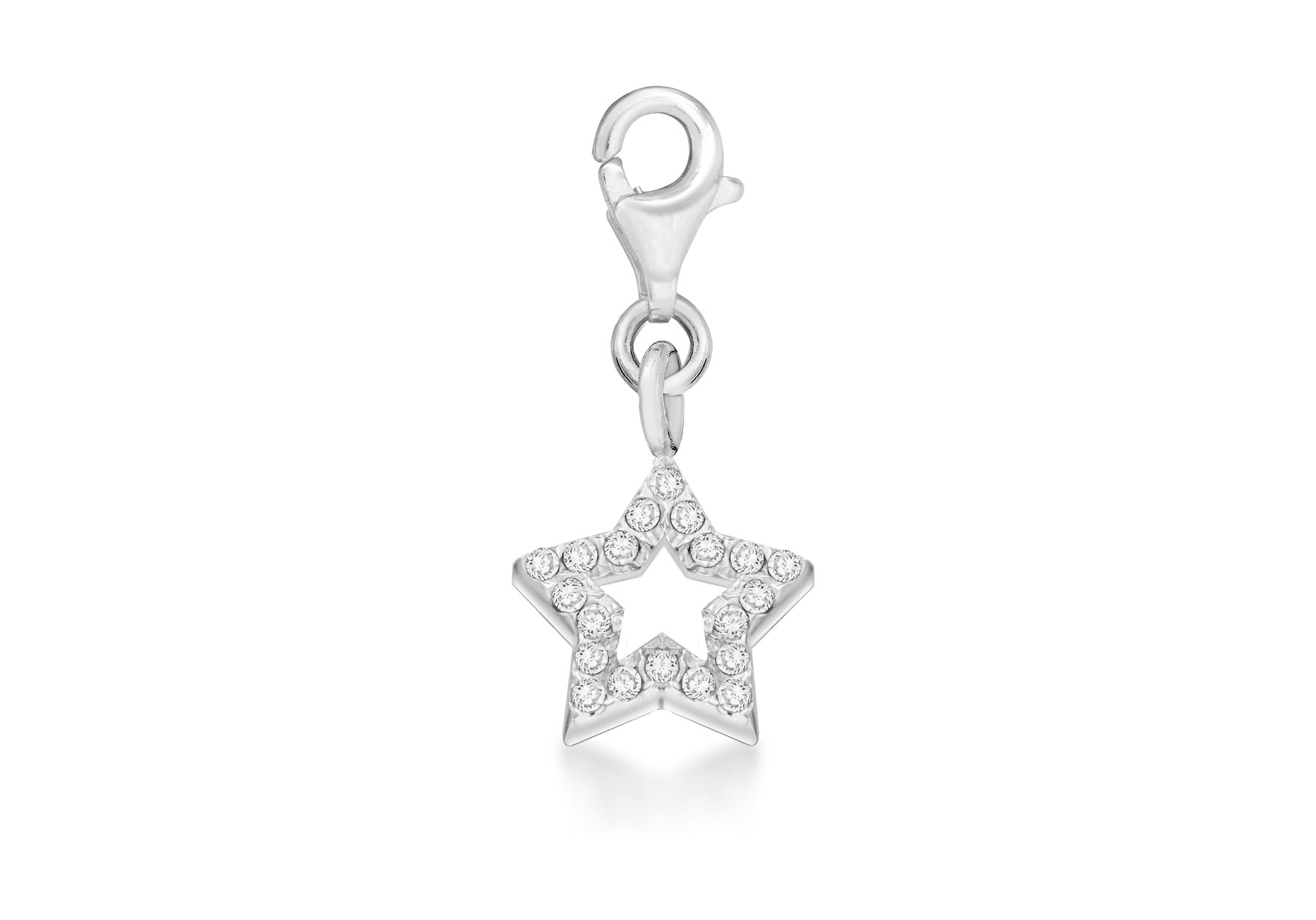 Sterling Silver Zirconia 11.9mm x 24.9mm Star Lobster-lasp Charm Pendant